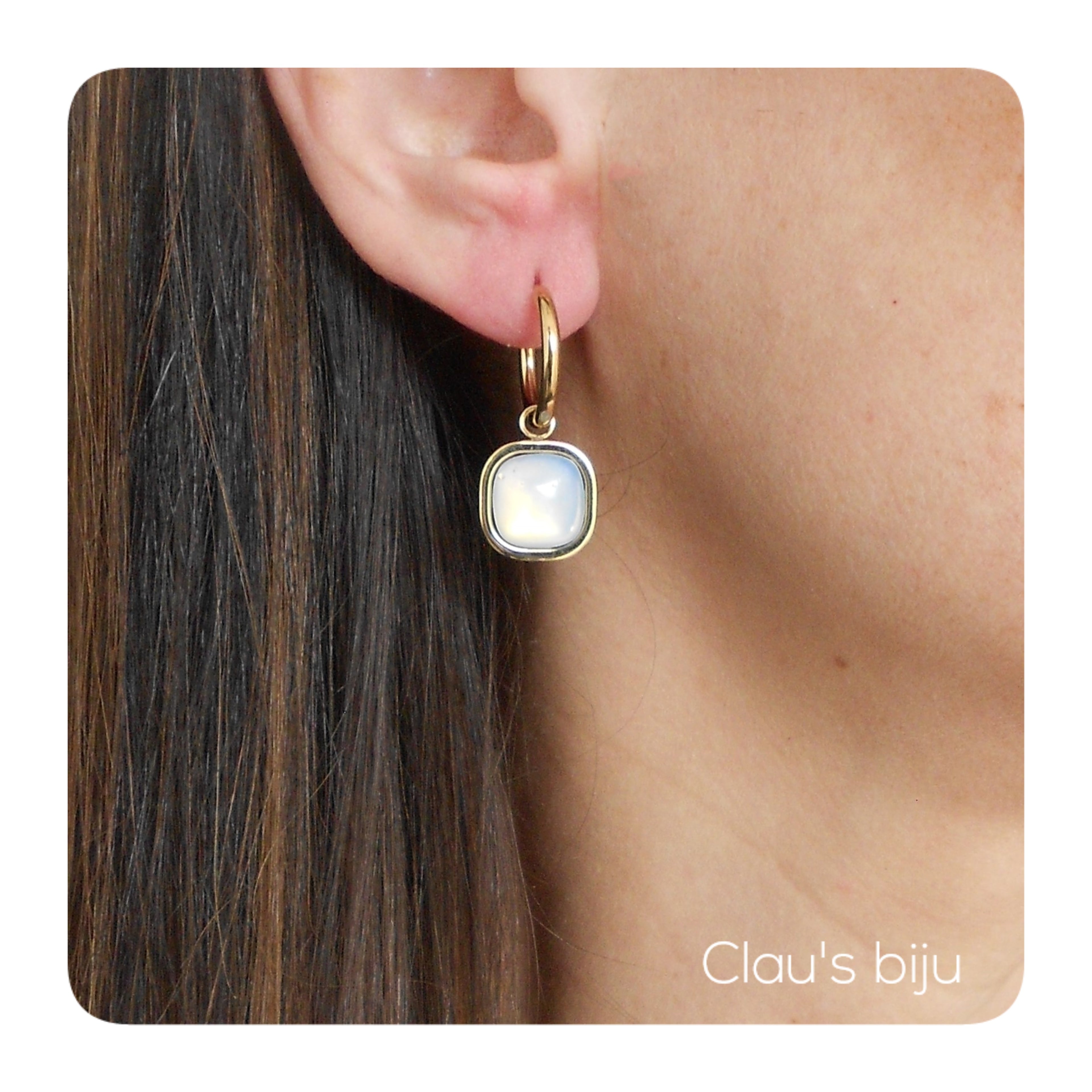 Pulseira com pedras Opala e peças em aço