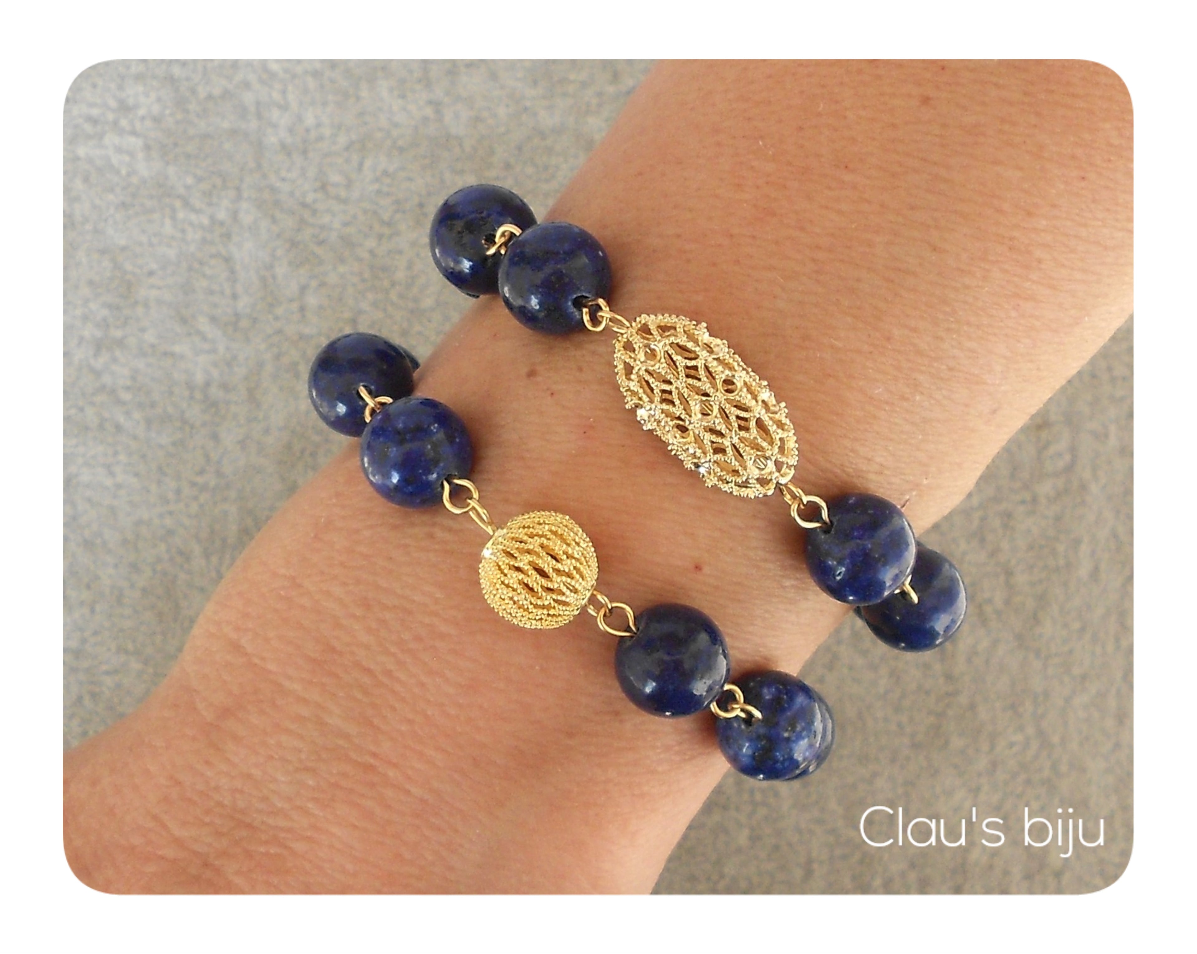 Colar com pedras lápis lazuli