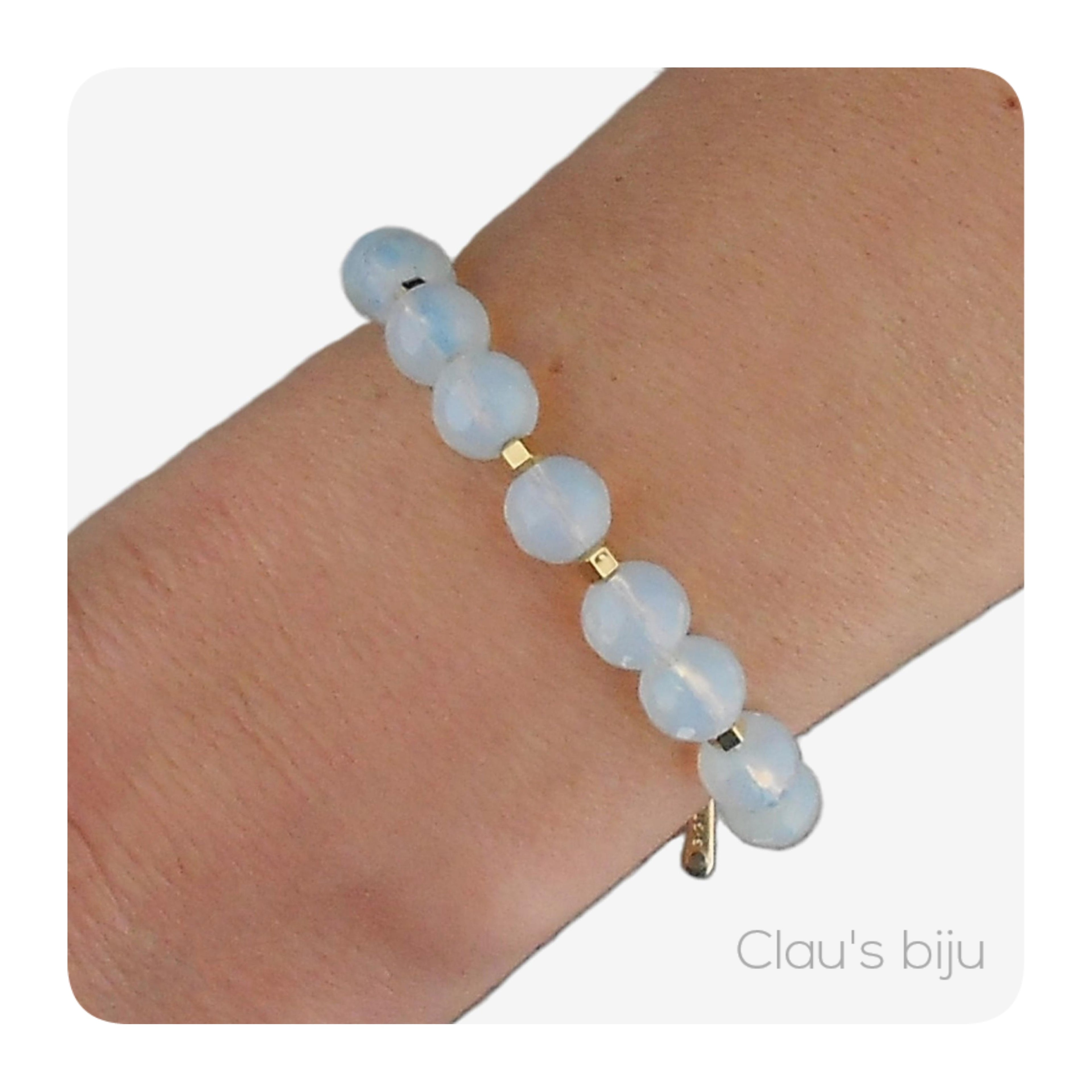 Pulseira com pedras Opala e peças em aço