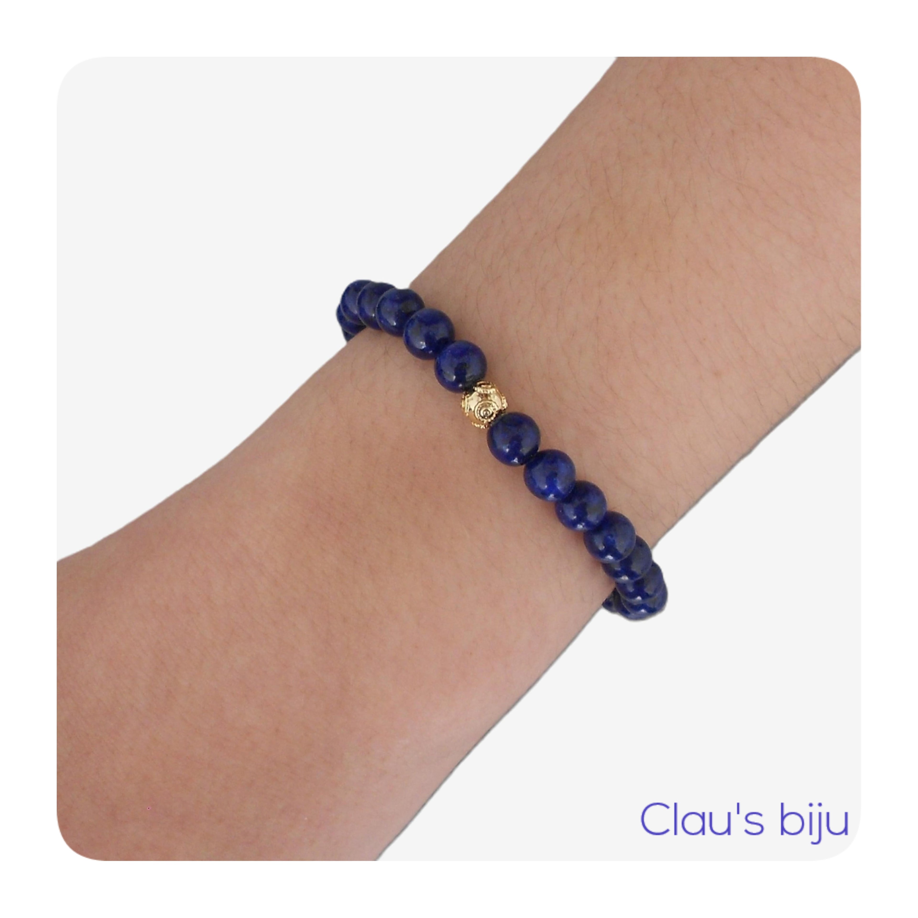 Pulseira com pedras lápis lazuli