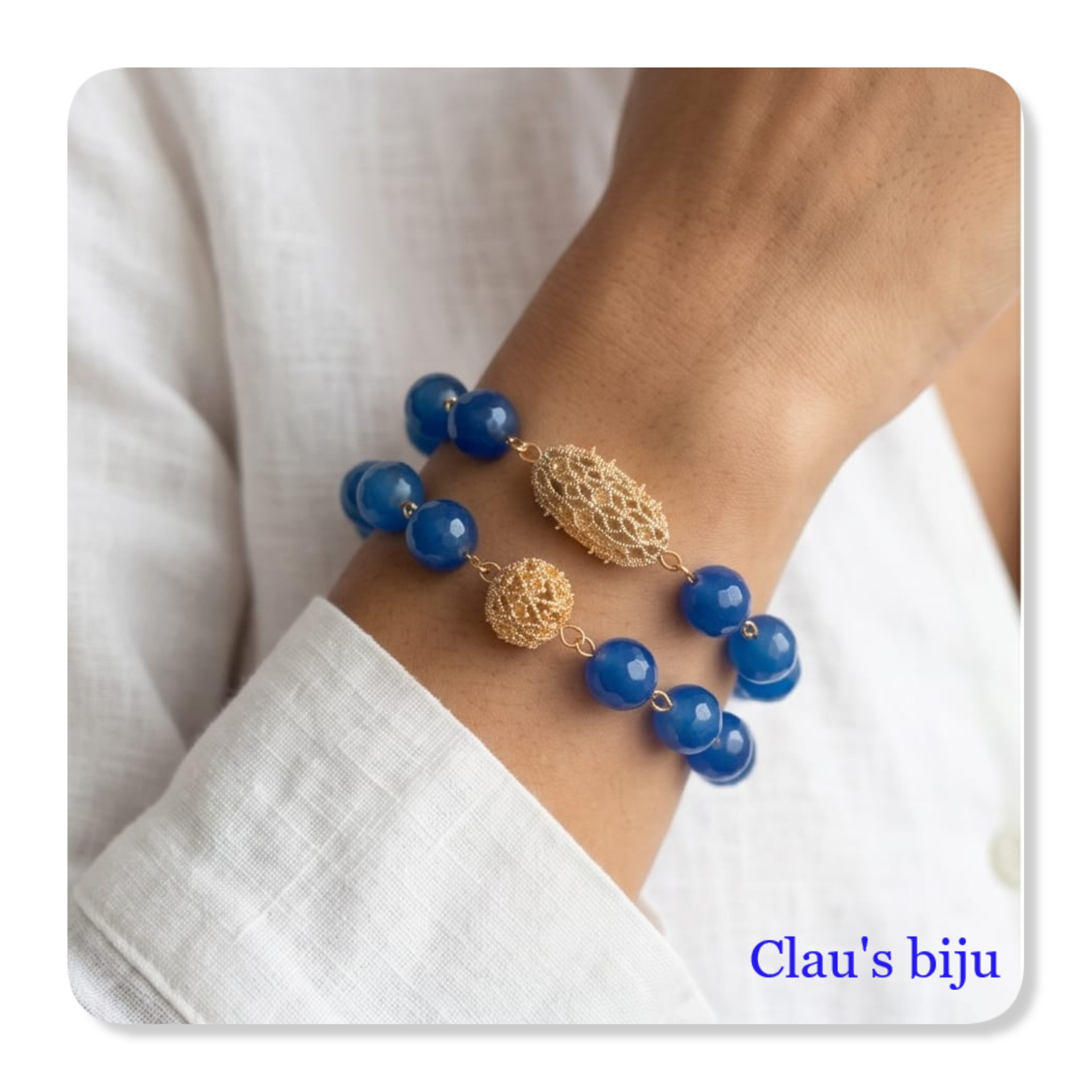 Pulseiras com pedras e peças banhadas a ouro de 18 quilates