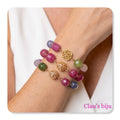 pulseiras com pedras turmalina com peças banhadas a ouro