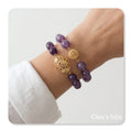 Pulseiras com pedras Ametista e peças banhadas a ouro