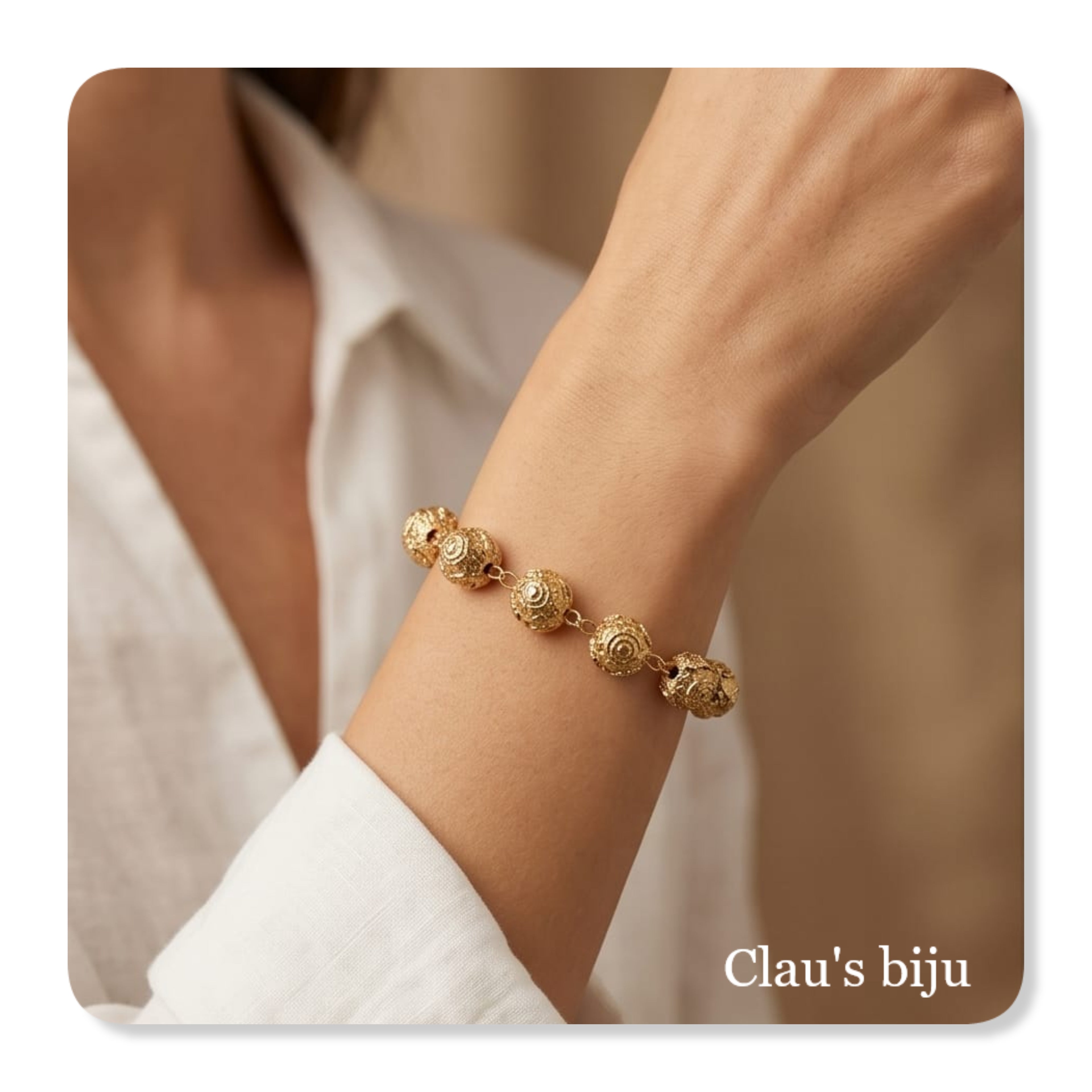 Pulseira com contas de Viana, em aço