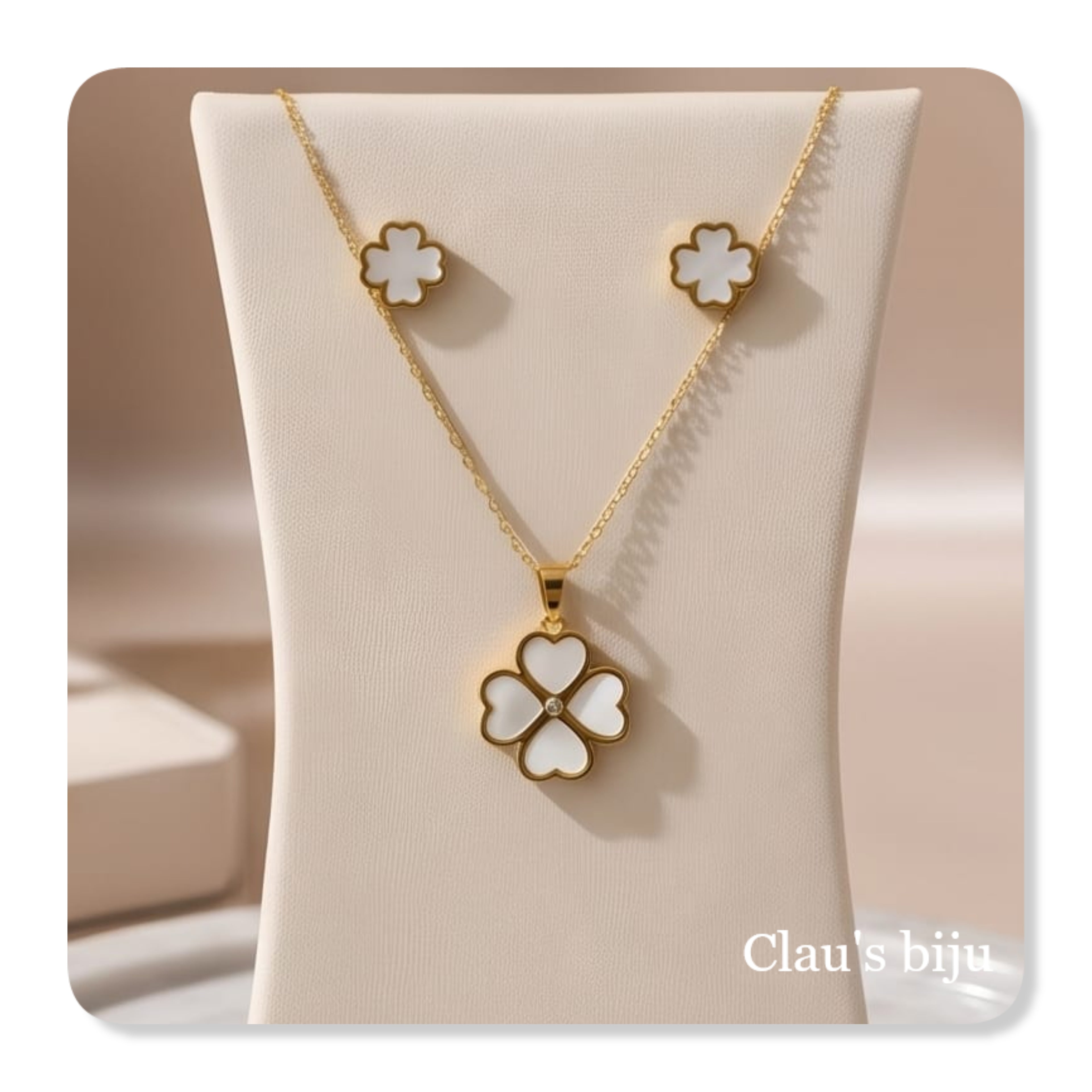 Conjunto em aço e madrepérola