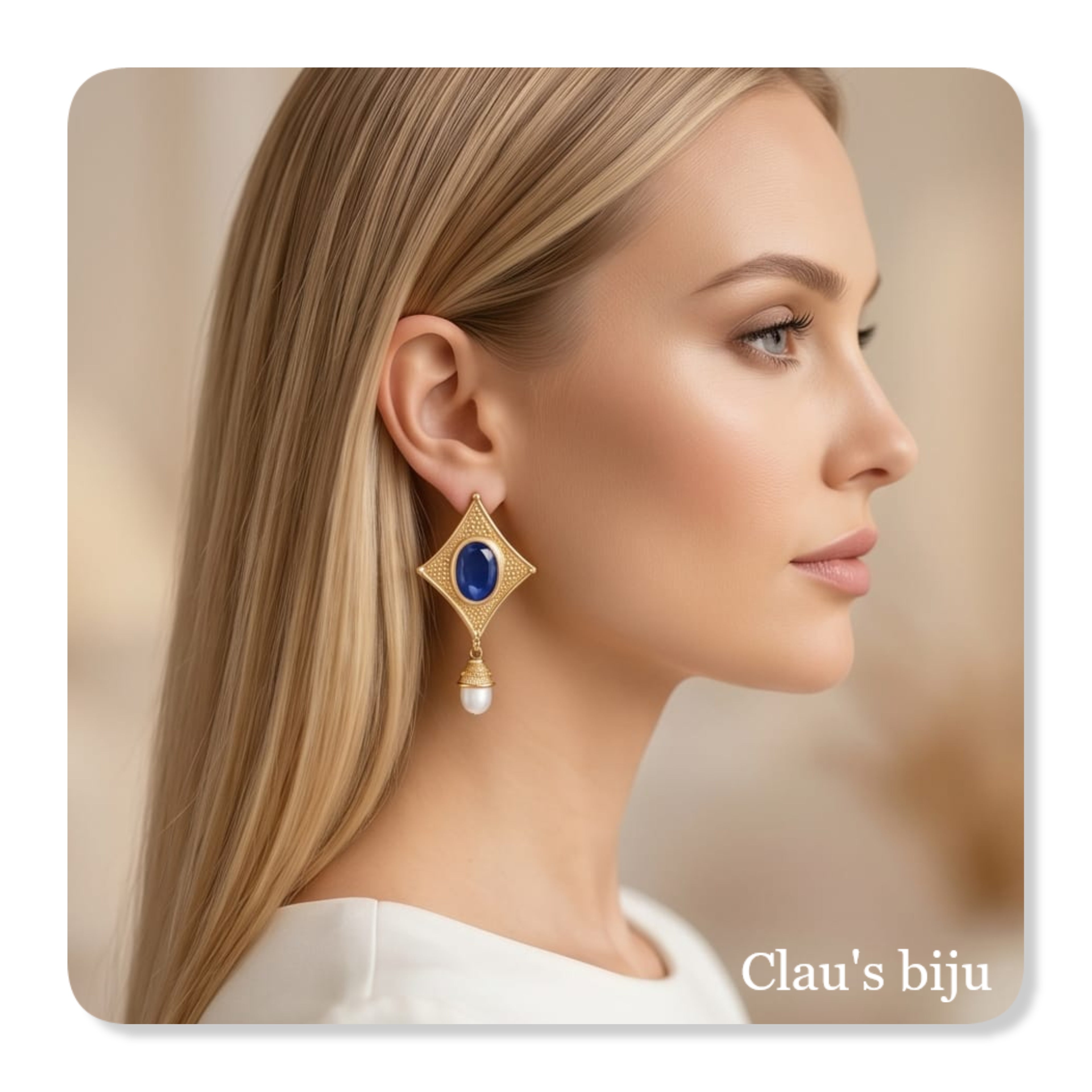 Brincos com quartzo azul, banhados a ouro de 18 quilates