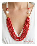 Colar coral banhado a ouro de 18 quilates