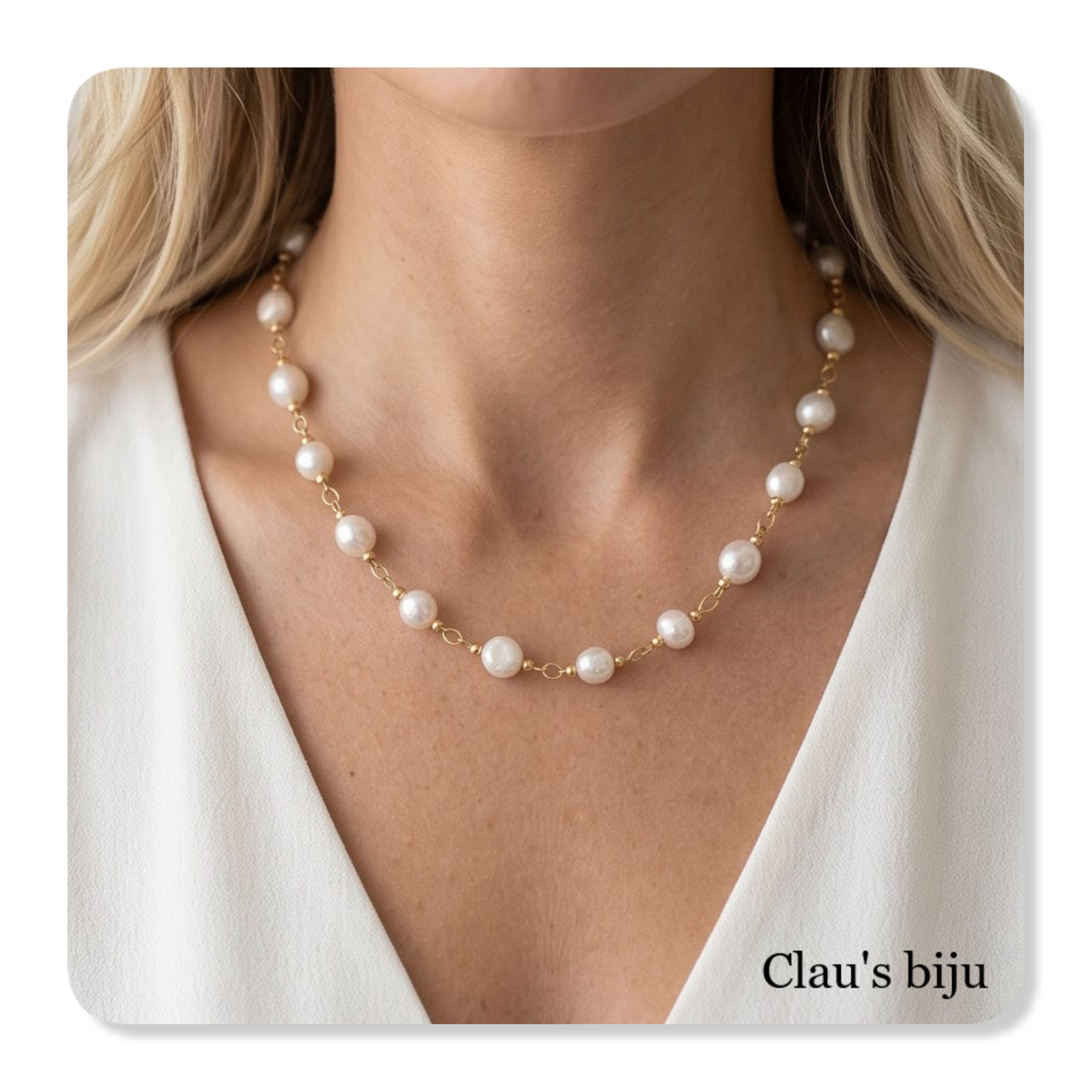 Pulseira de pérolas de água doce achatadas