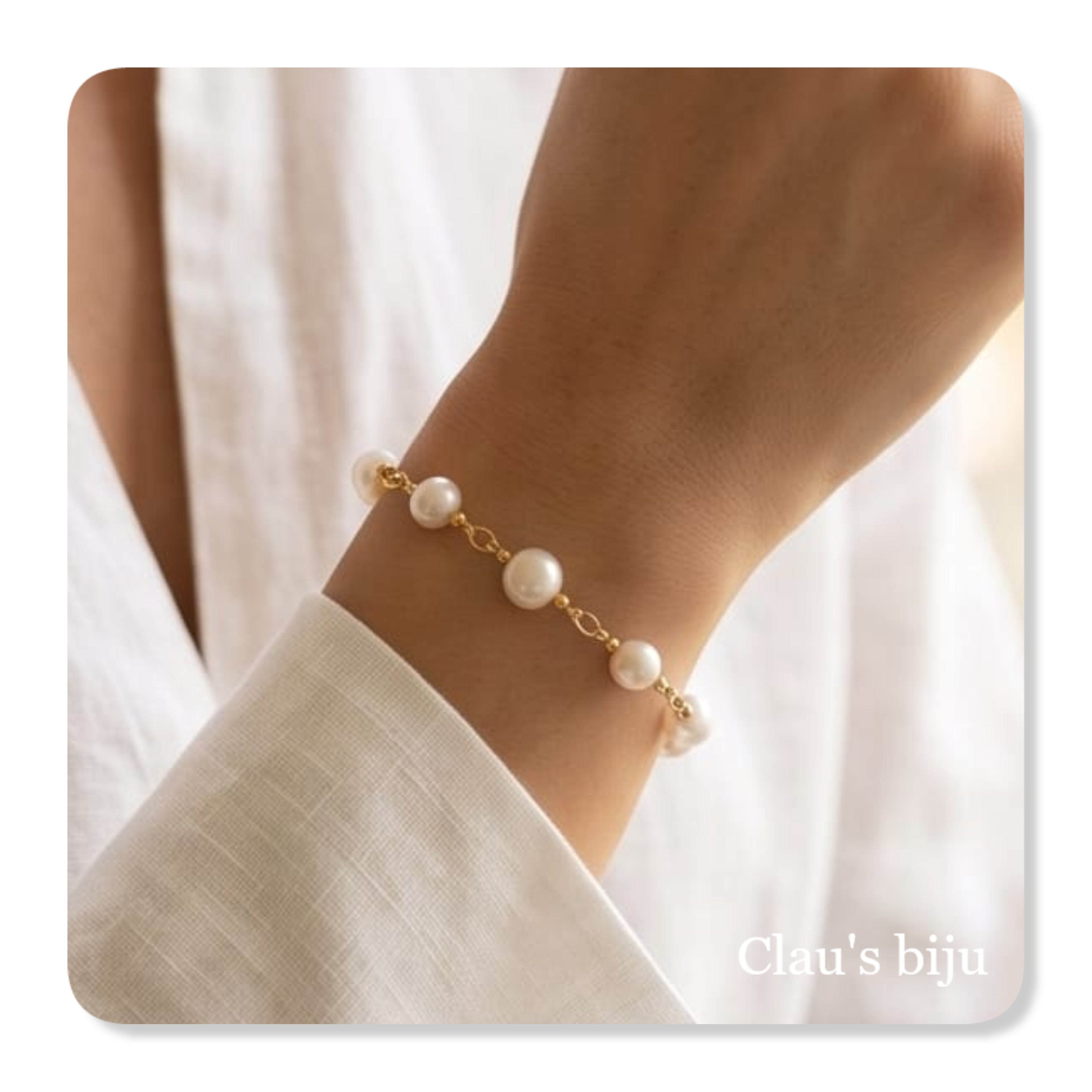 Pulseira de pérolas de água doce achatadas