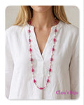Colar com pérolas e pedras rosa