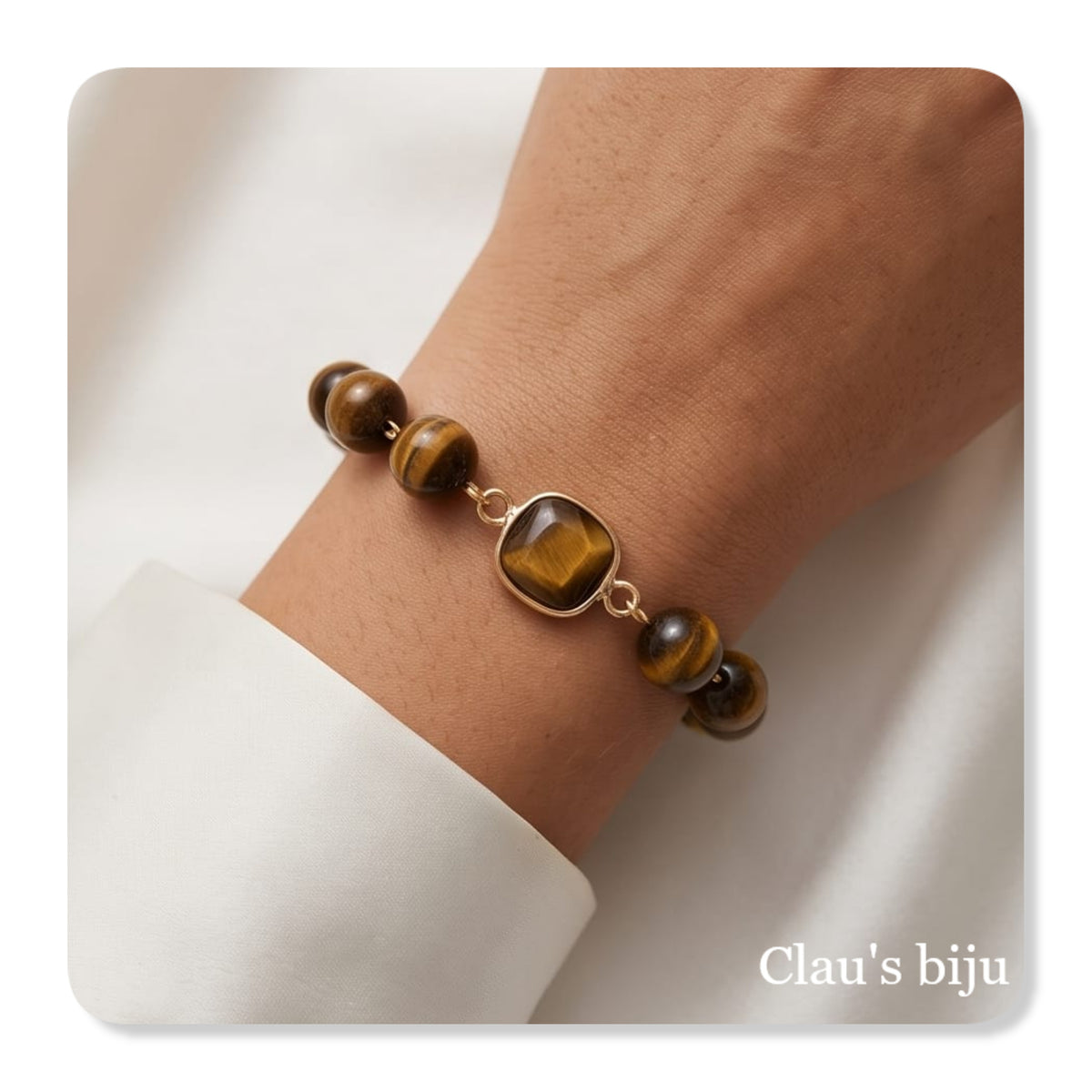 Colar com pedras Olho de Tigre