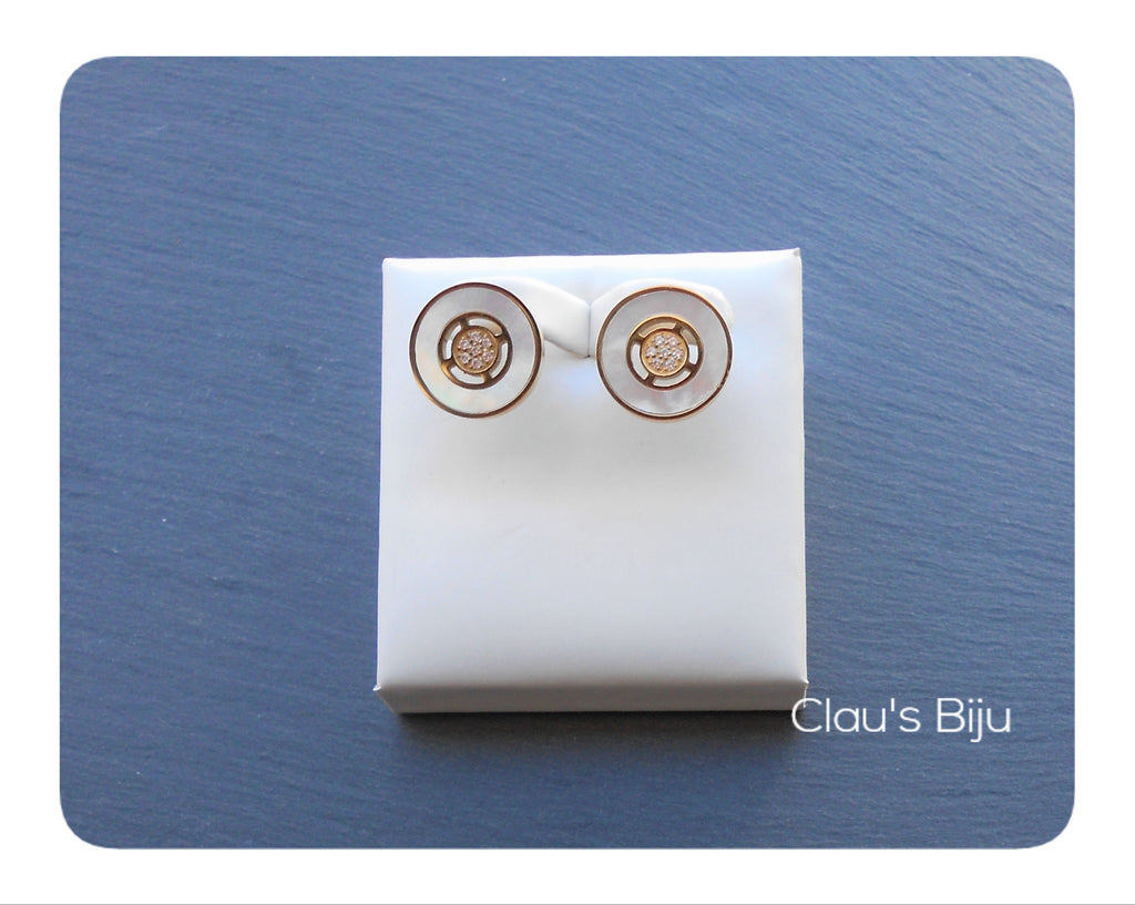 Brincos em aço e madrepérola