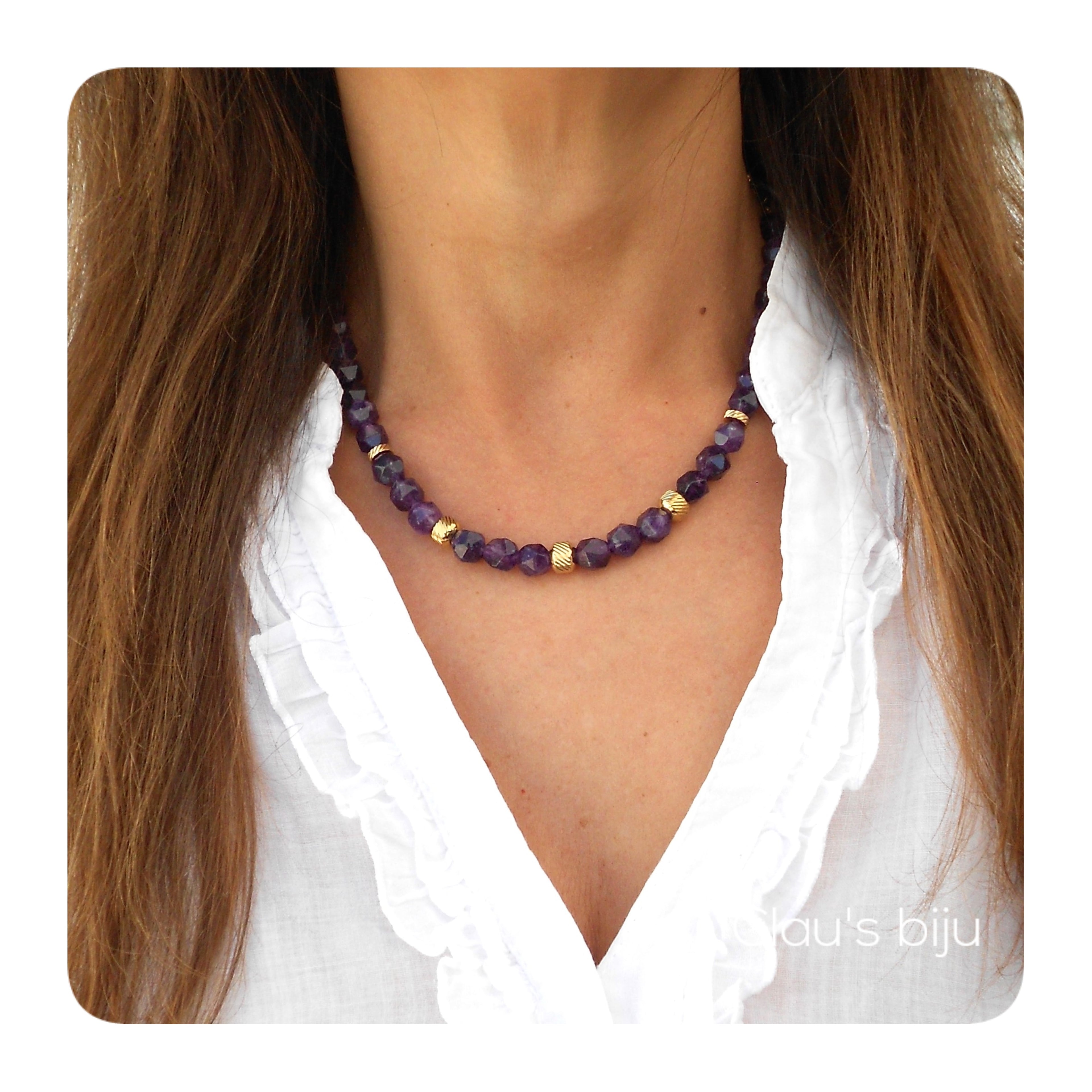 Colar com pedras Ametista
