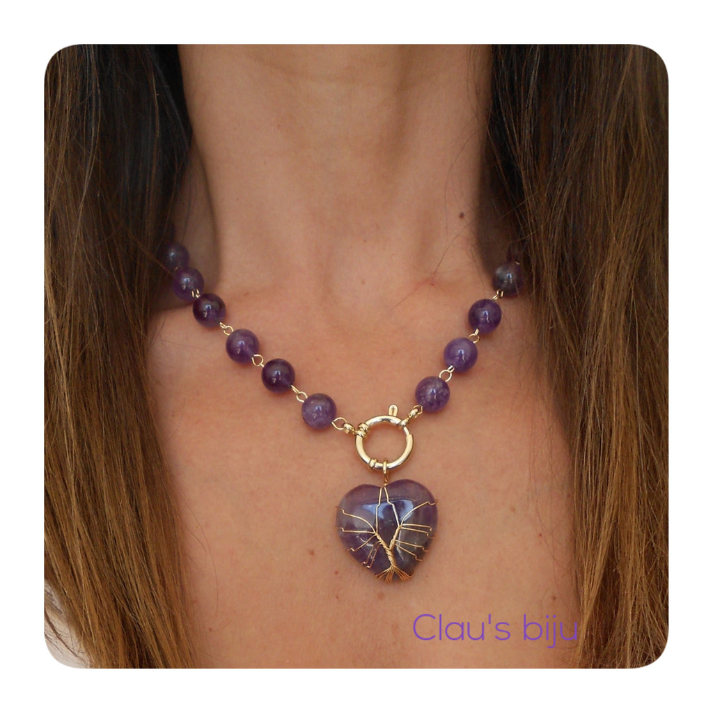 Pulseira com pedras Ametista