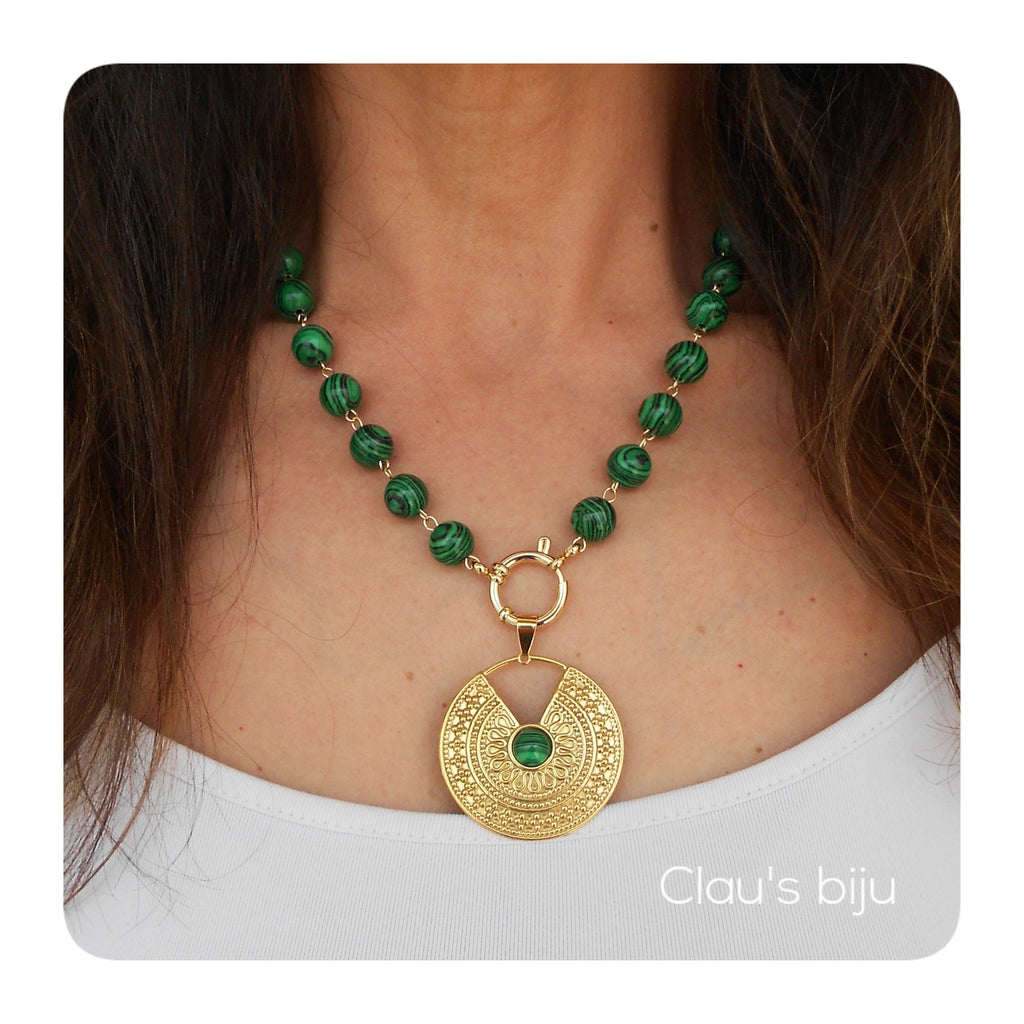 Pulseira com pedras Malaquite