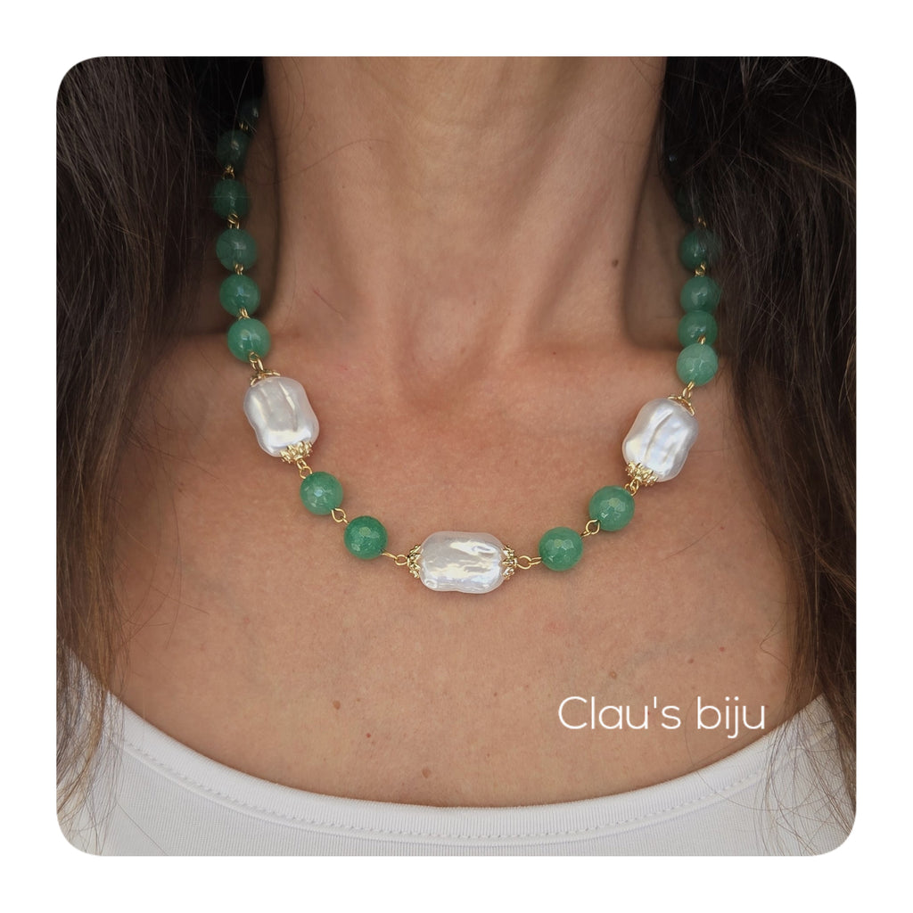 Pulseira com pedras Ágatas verdes