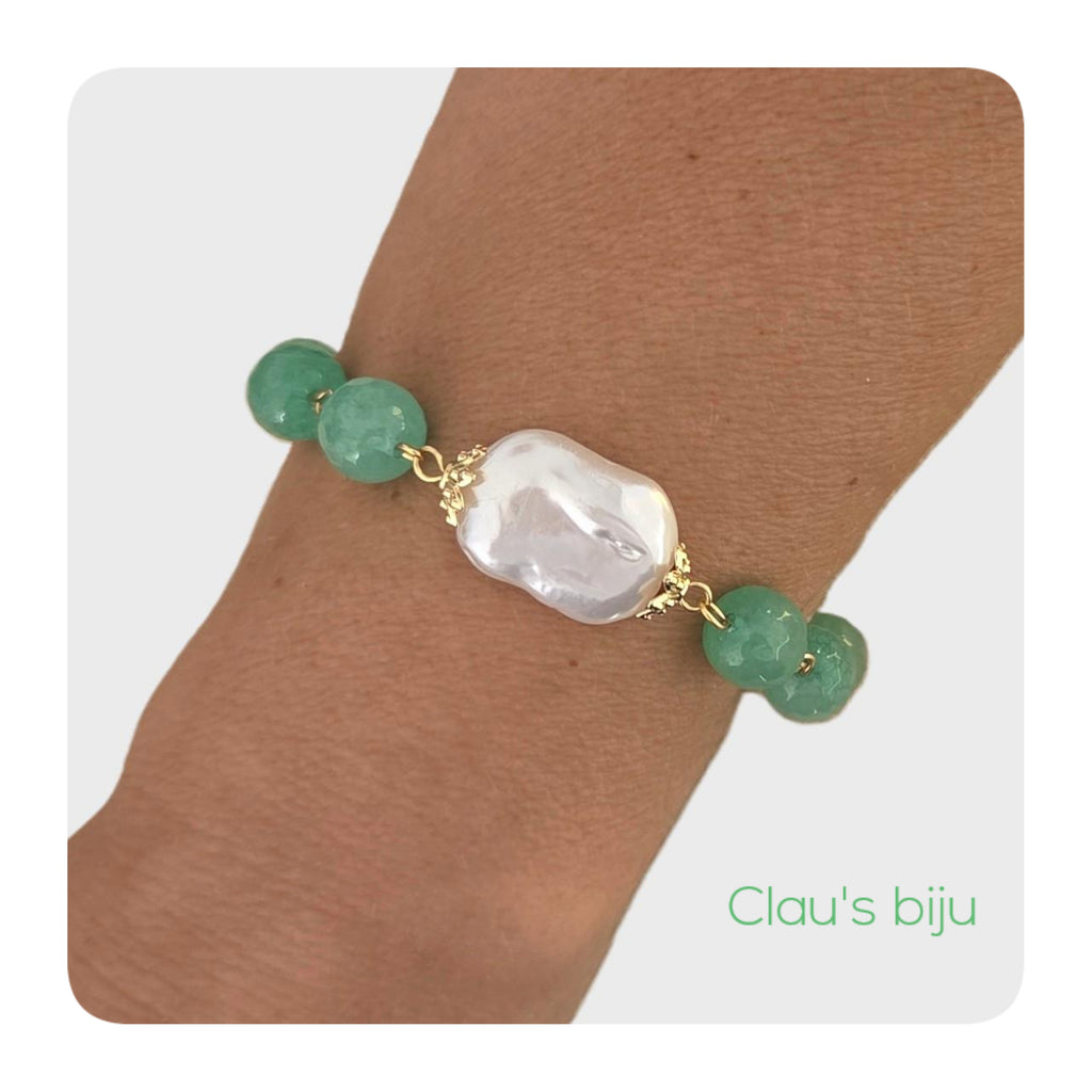 Pulseira com pedras Ágatas verdes