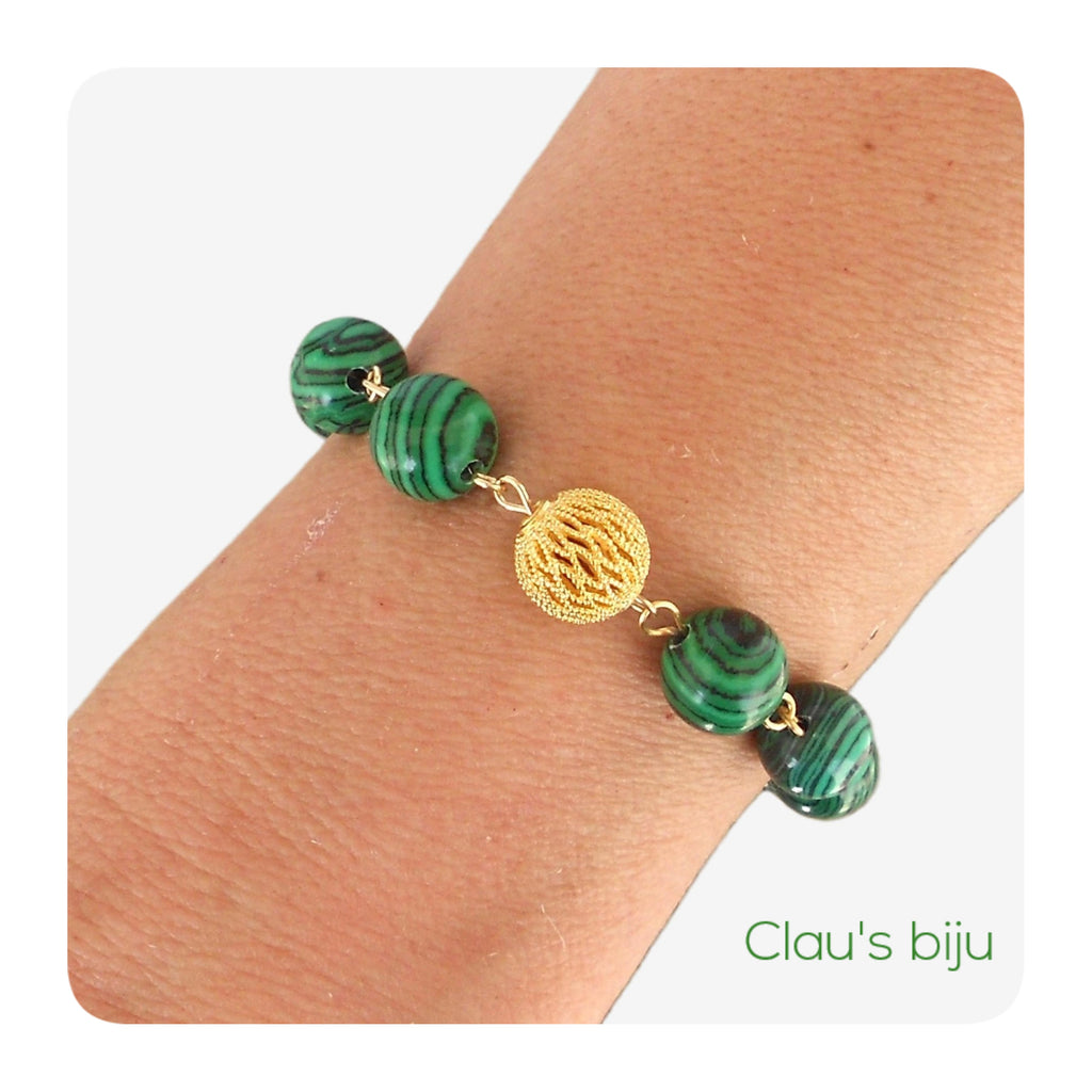 Pulseira com pedras Malaquite