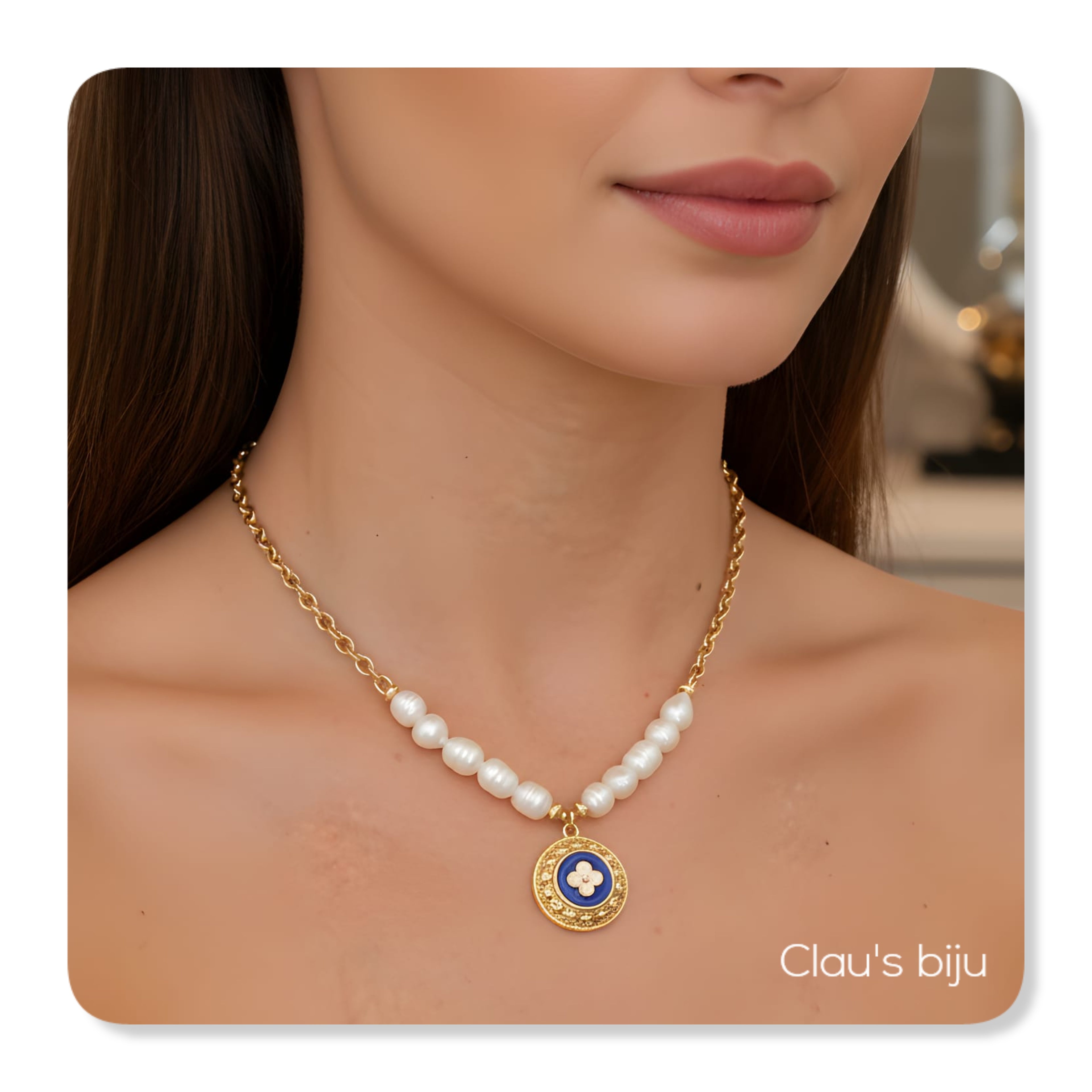 Fio em aço com pérolas de água doce