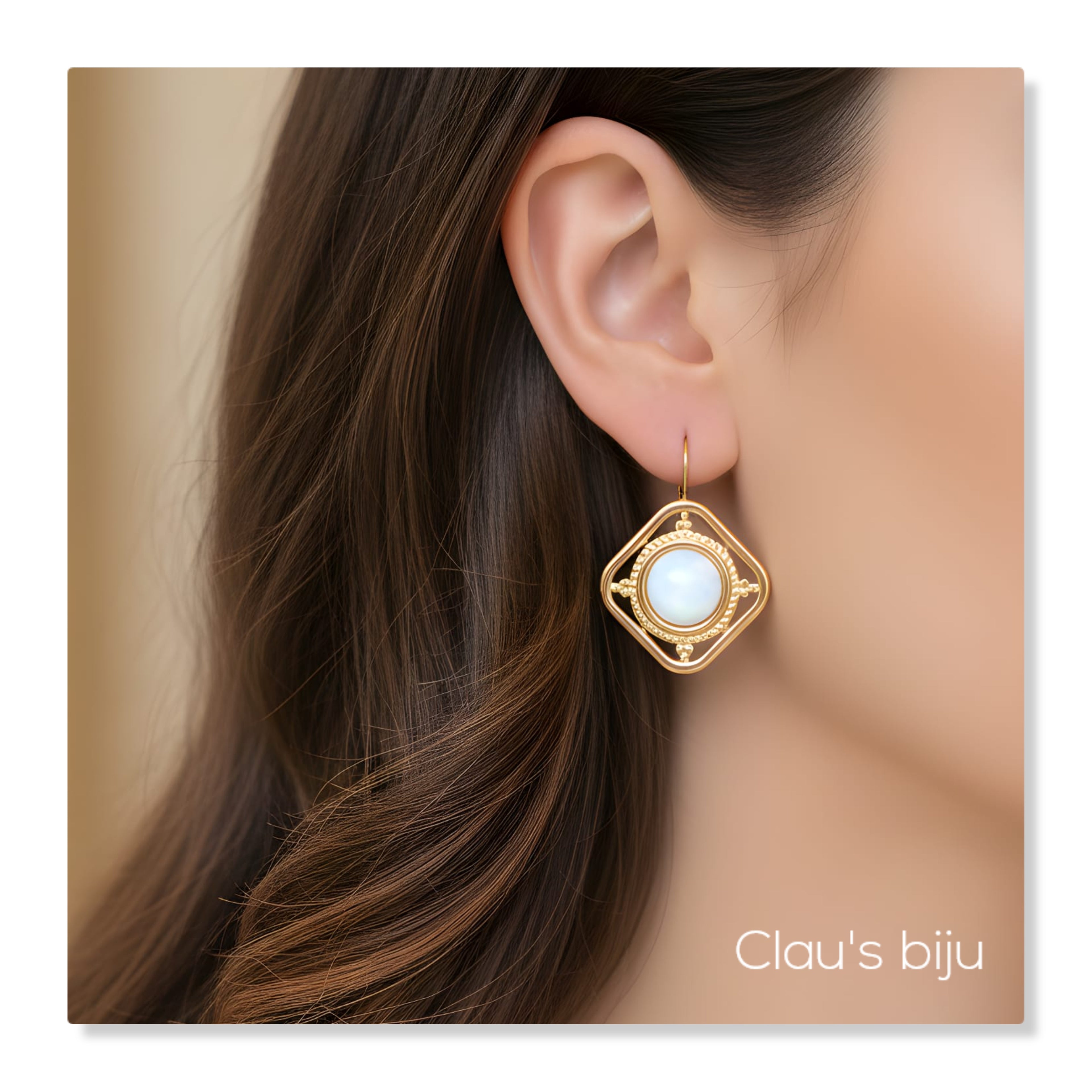 Brincos em aço e madrepérola