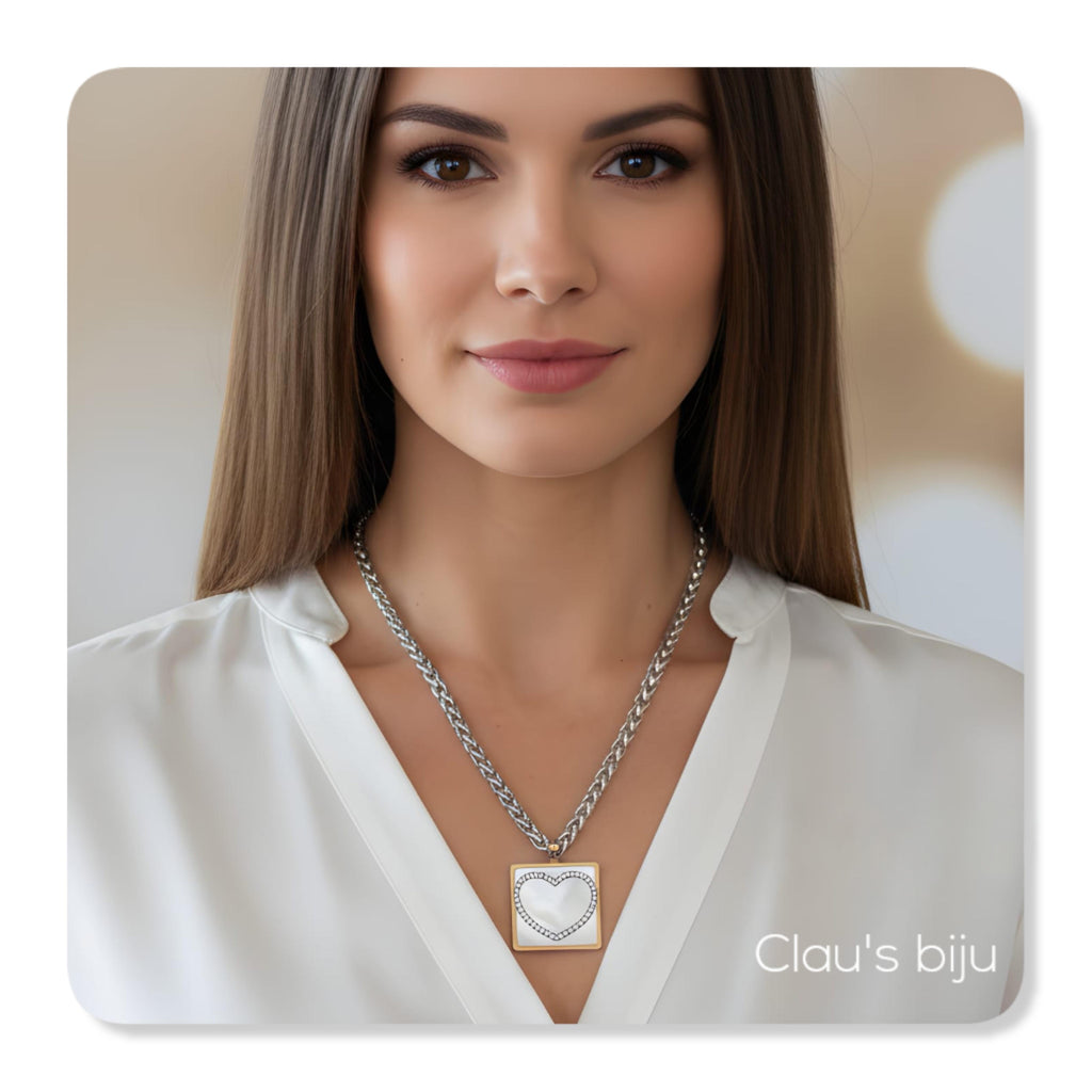 Brincos em aço e madrepérola