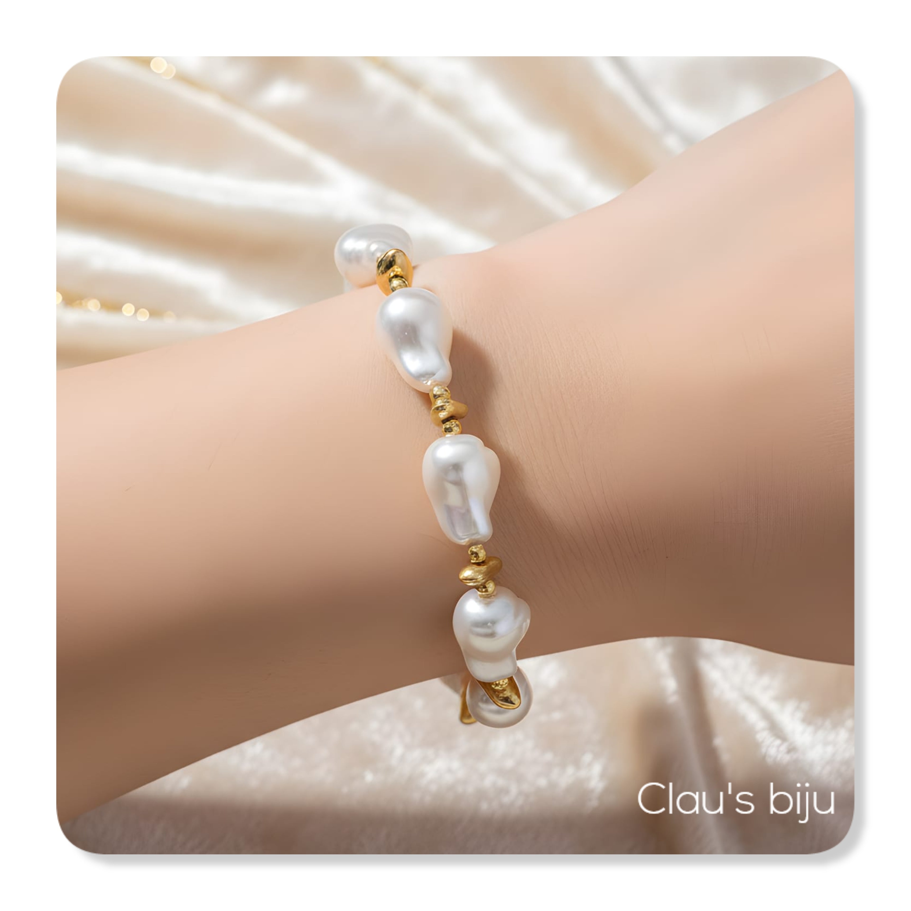 Bracelet de perles avec pièces en acier.