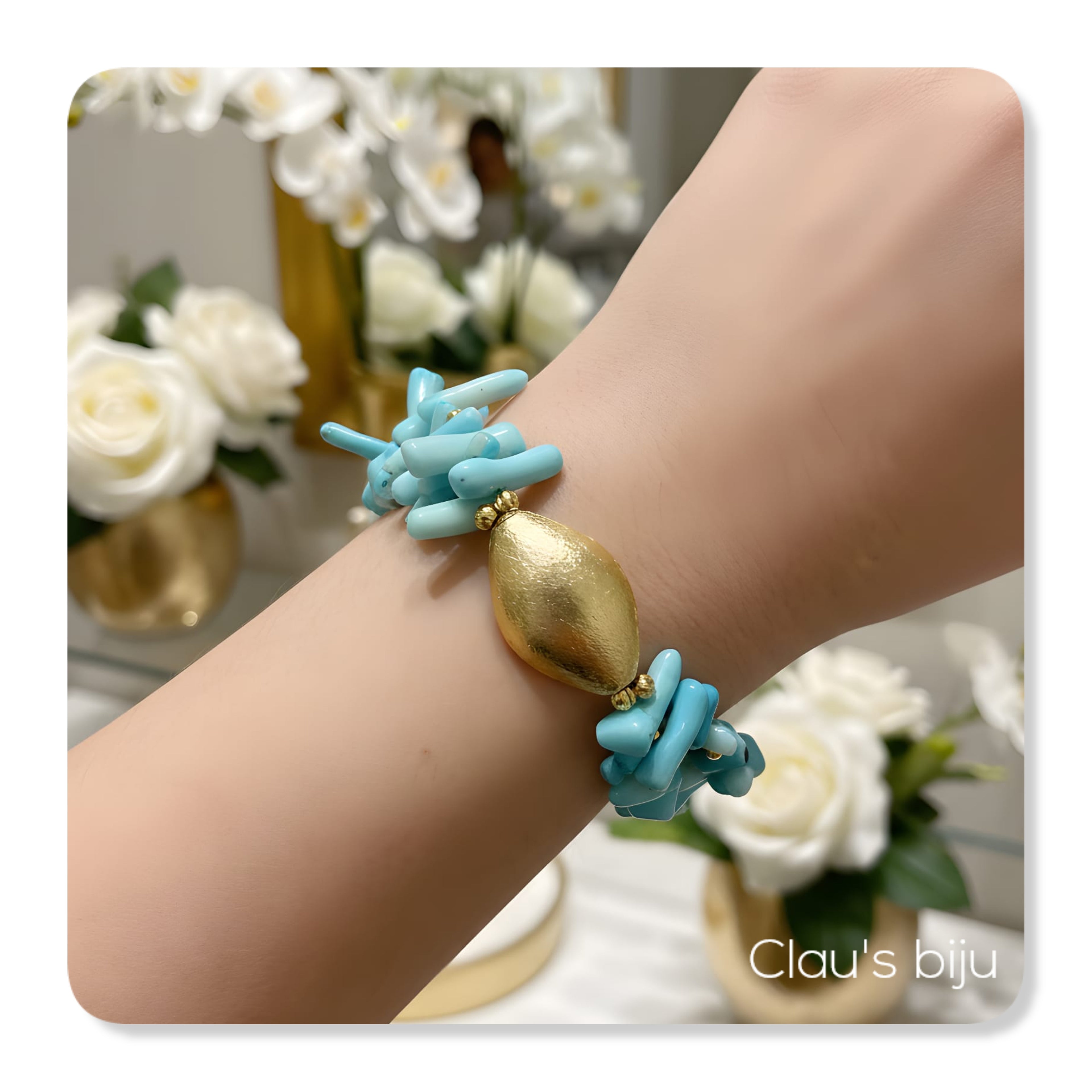 Bracelet with gold-plated pieces.