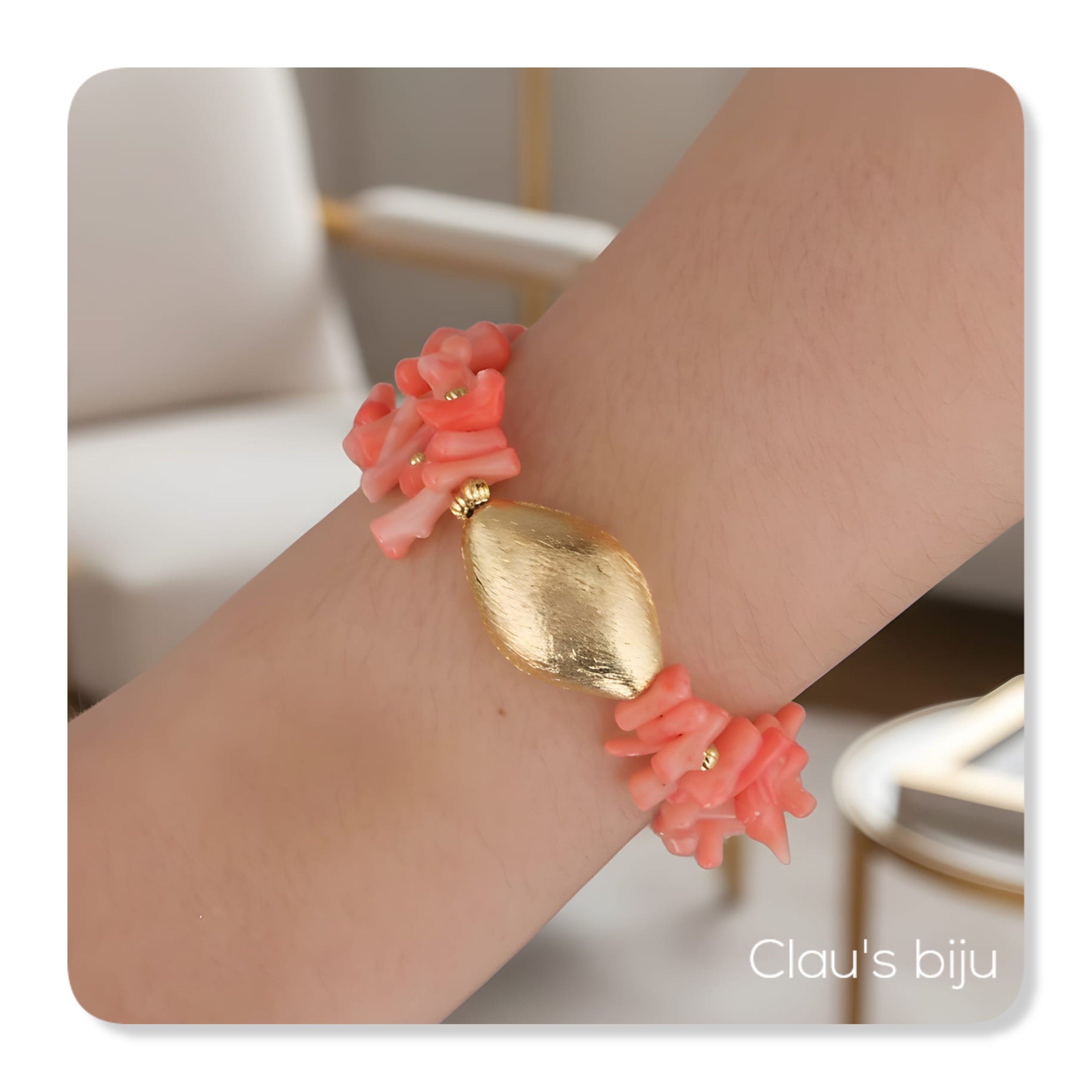 Bracelet with gold-plated pieces.