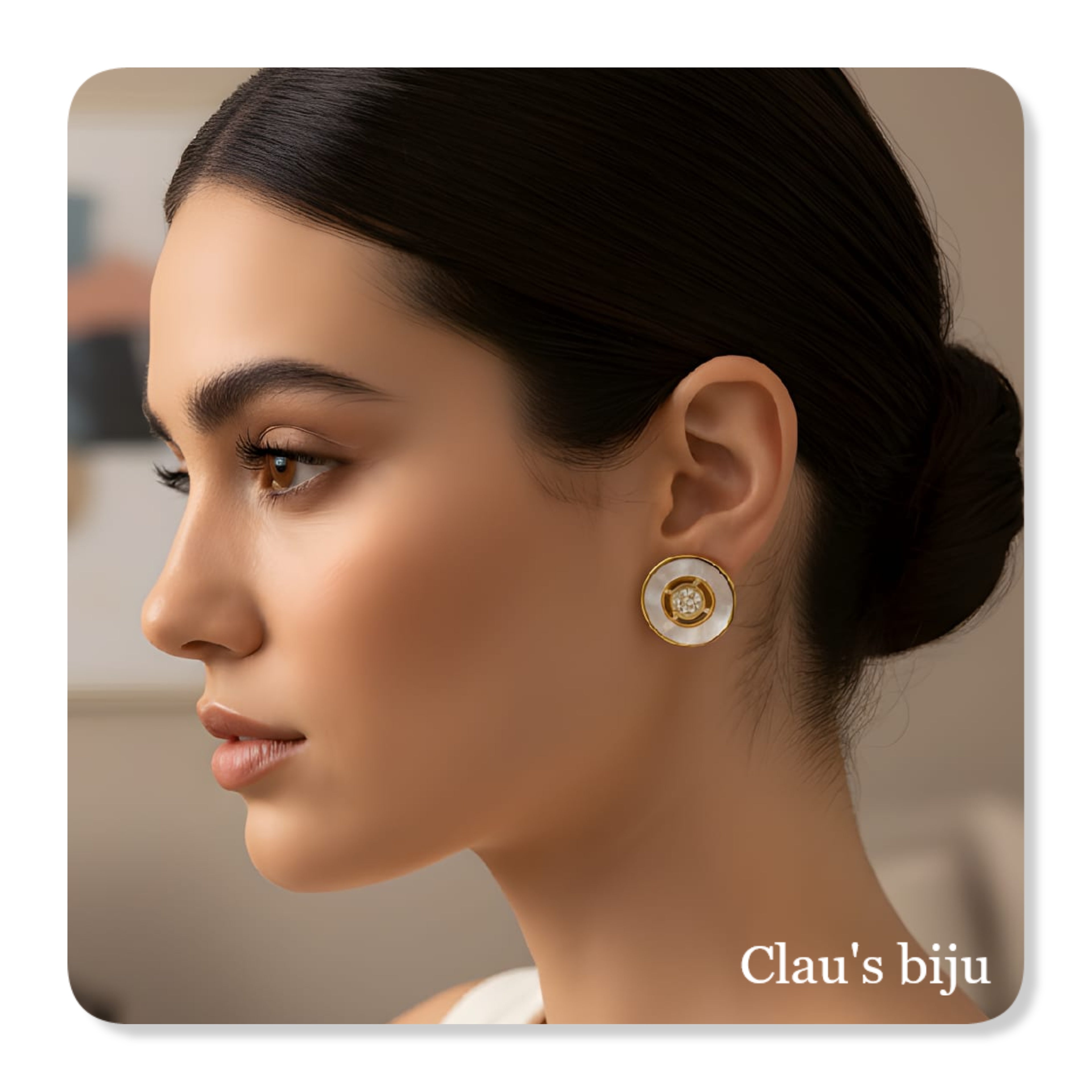 Boucles d'oreilles en acier et nacre