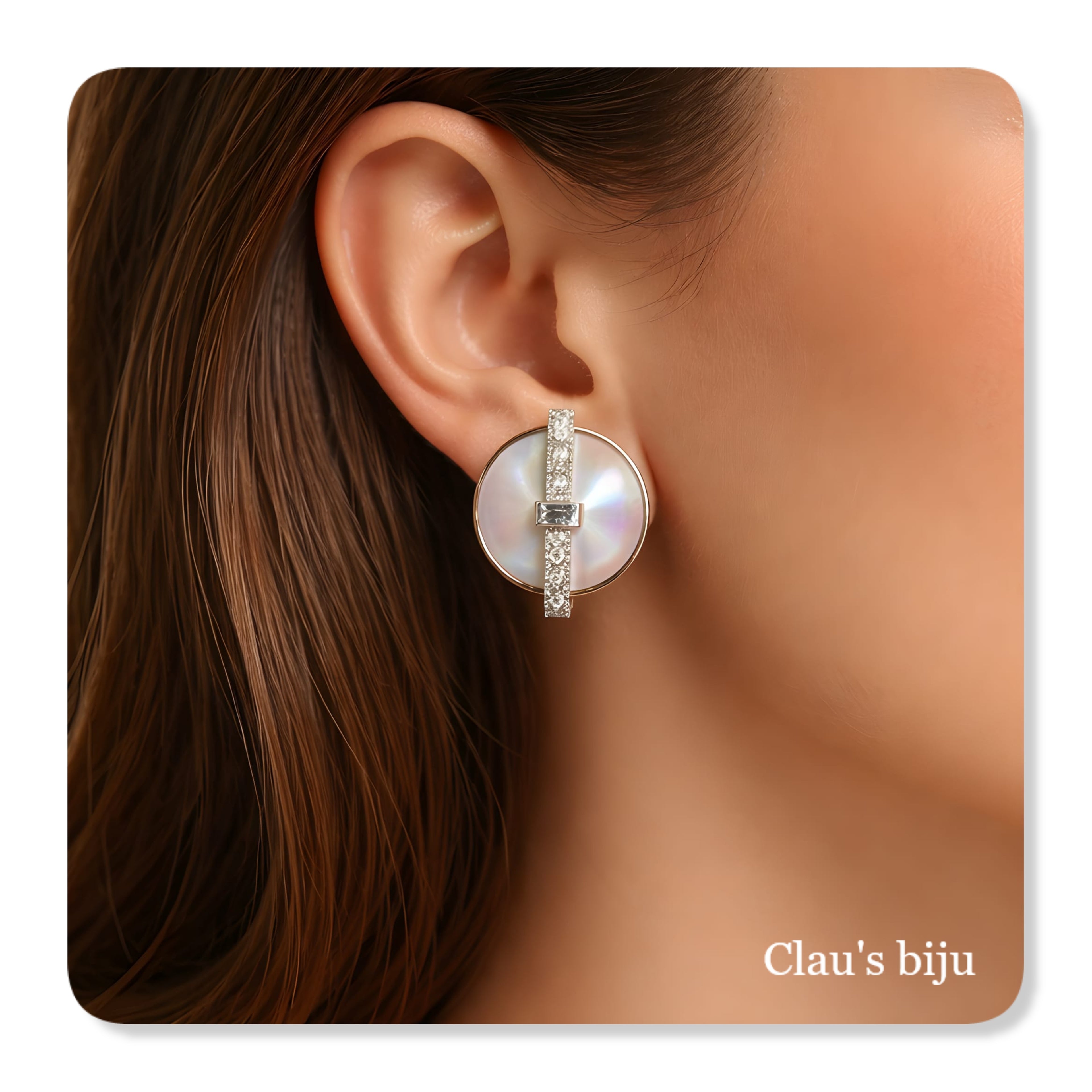 Boucles d'oreilles en acier et nacre