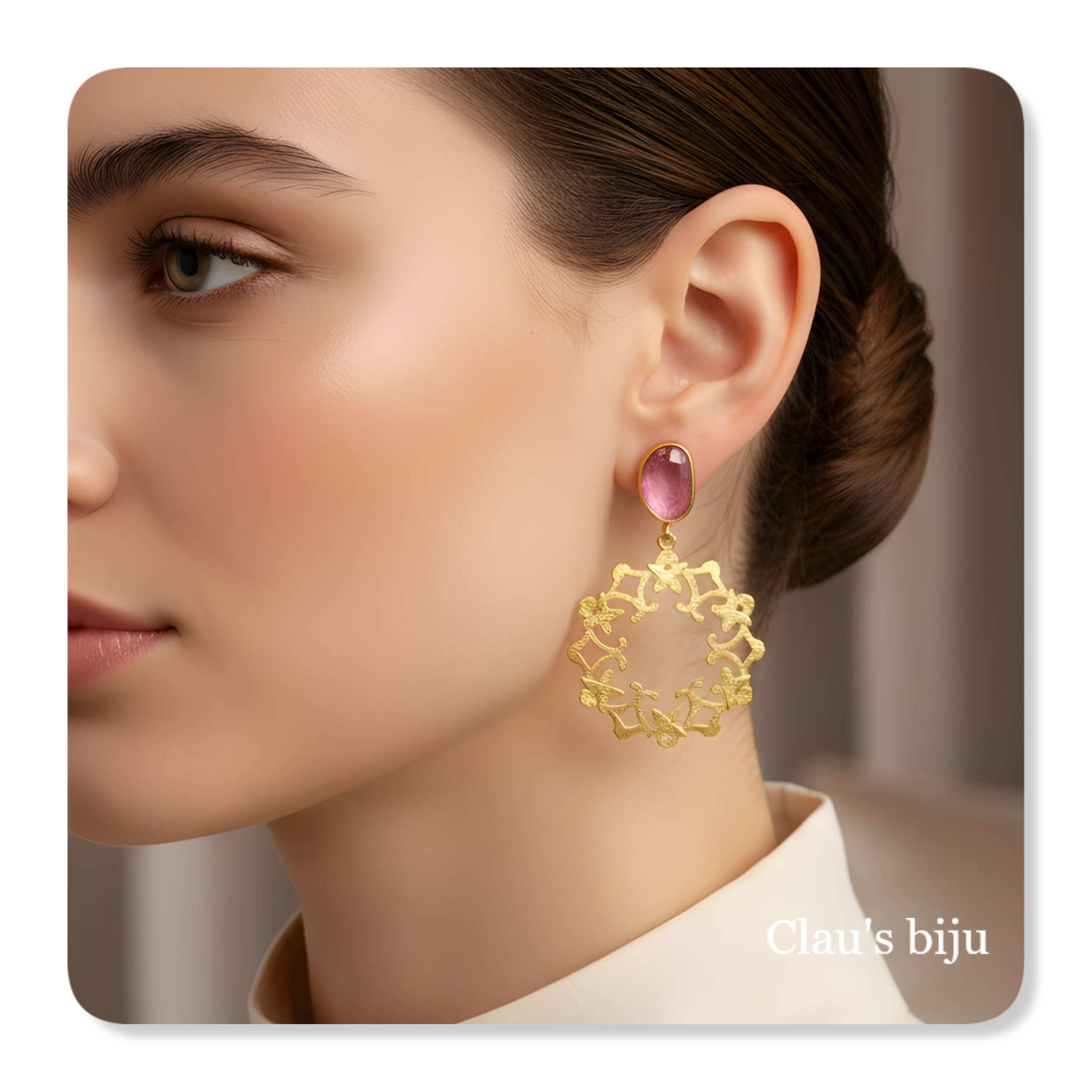 Brincos banhados a ouro de 18 quilates