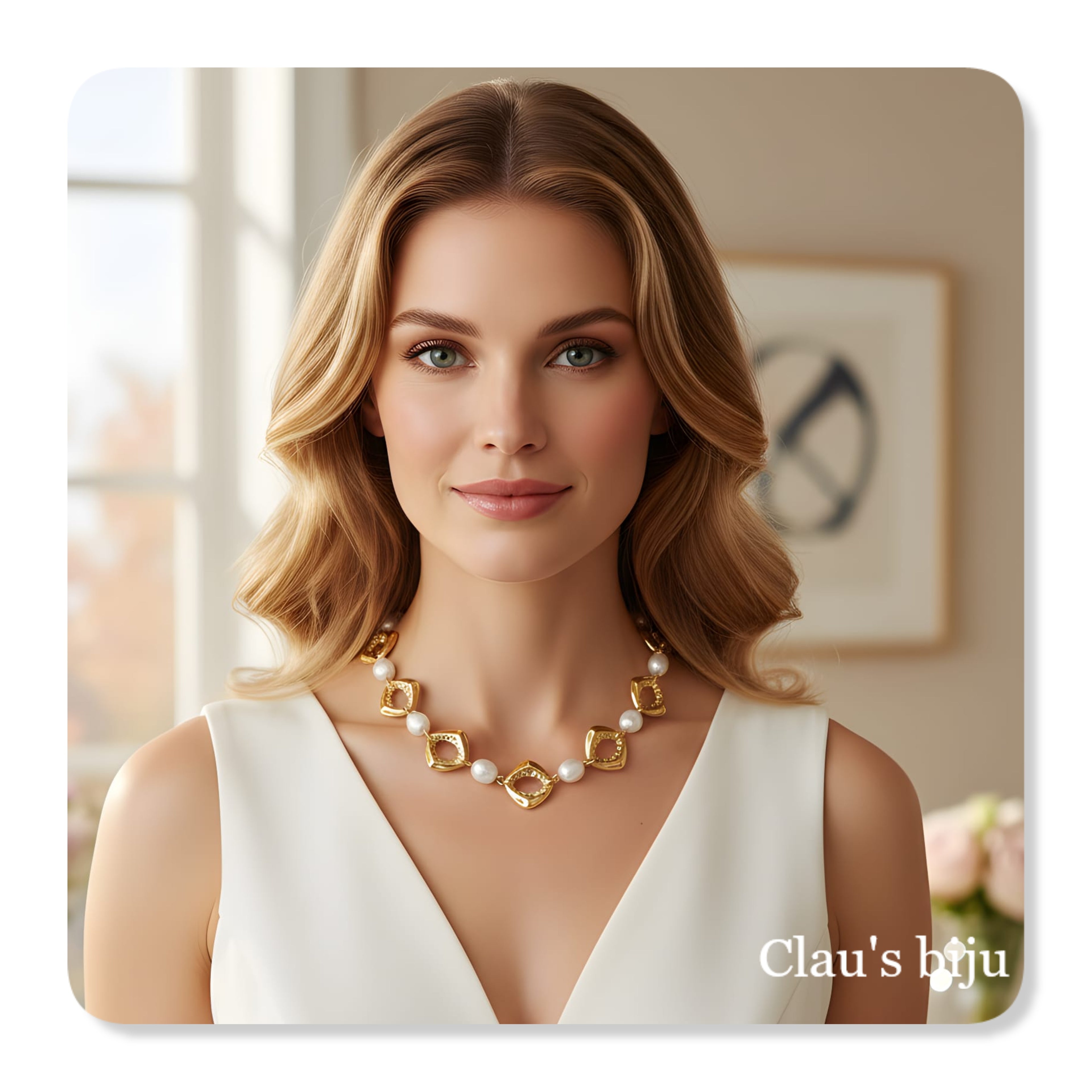 Collier en acier avec perles