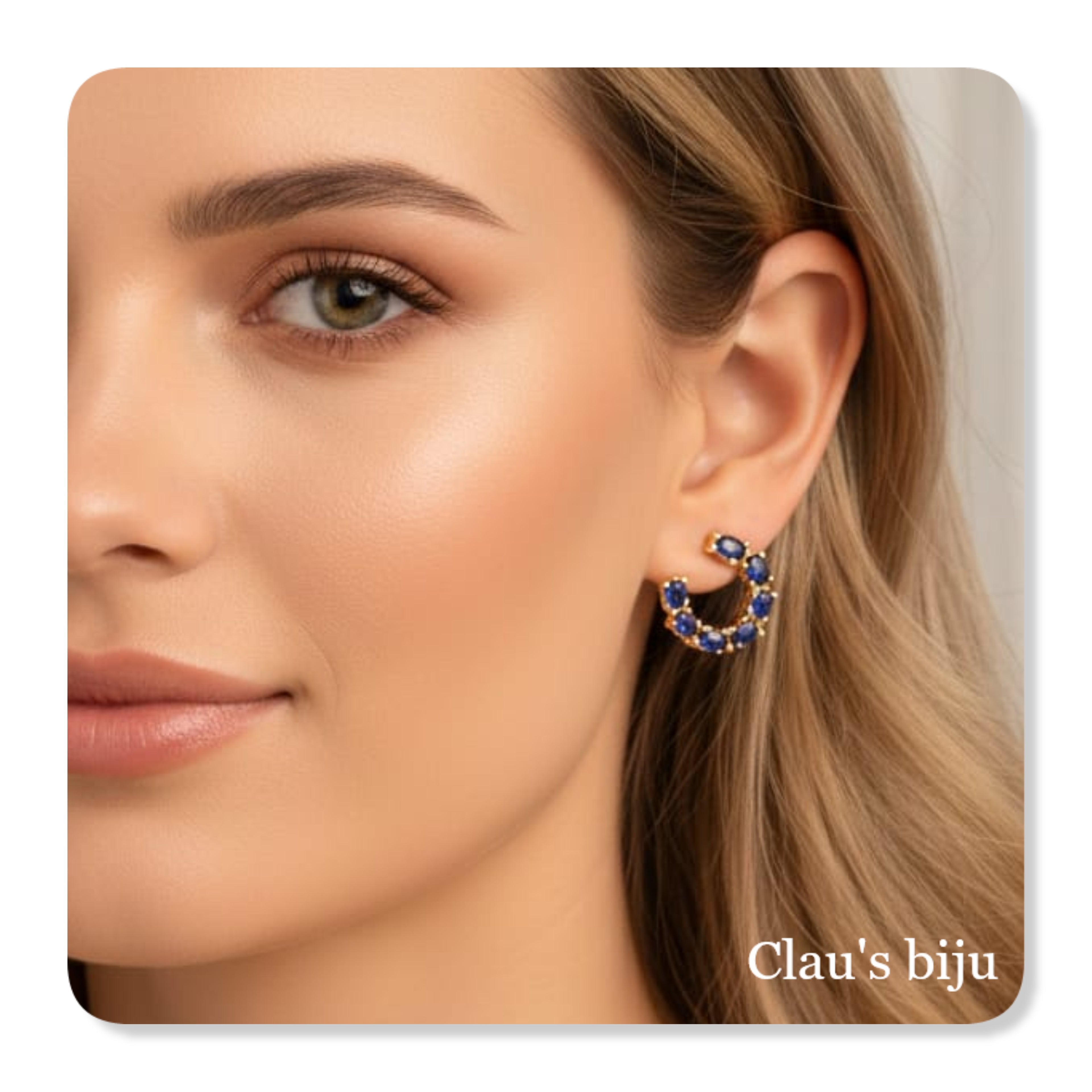 Brincos com pedras azuis, banhados a ouro de 18 quilates