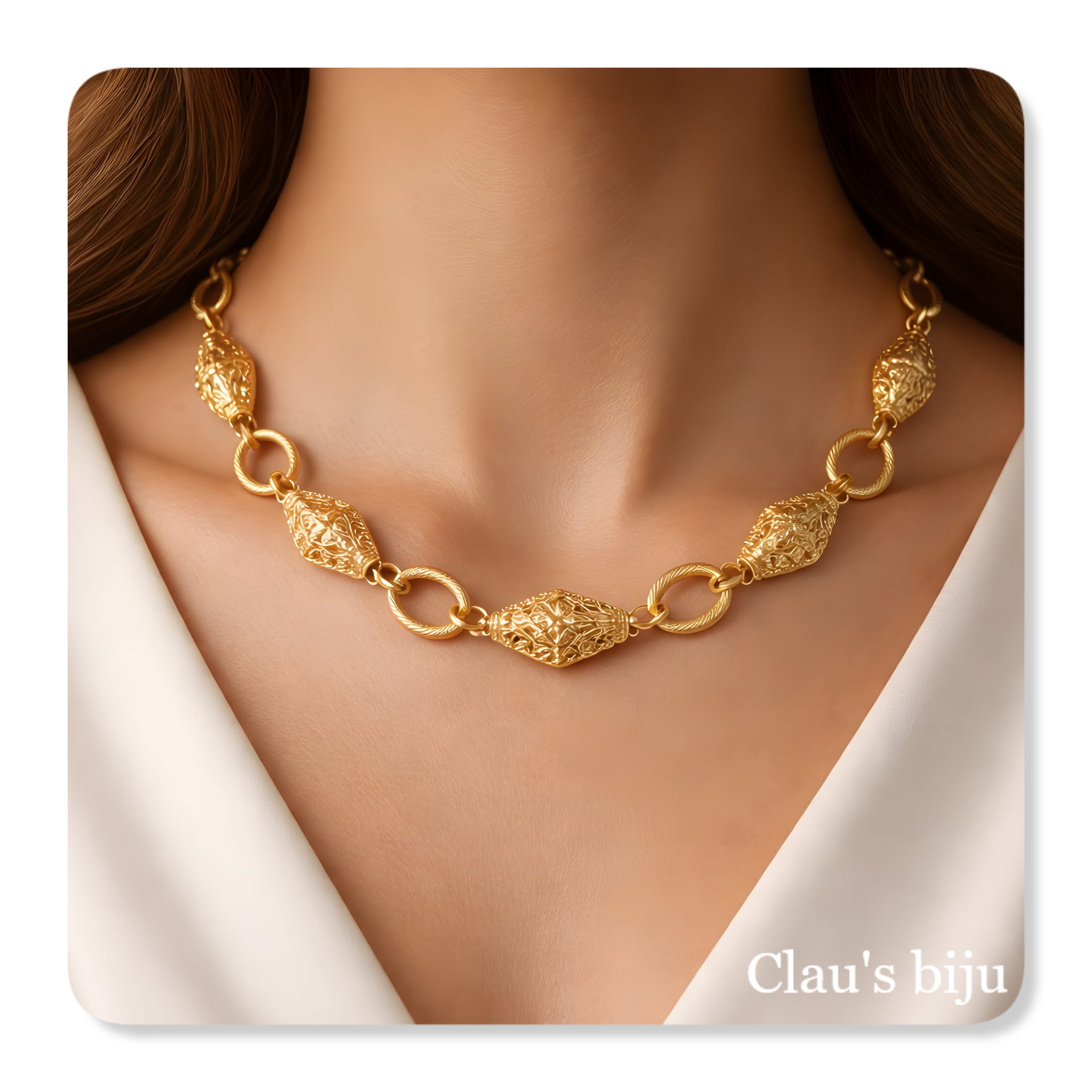 Gargantilha banhada a ouro de 18 quilates