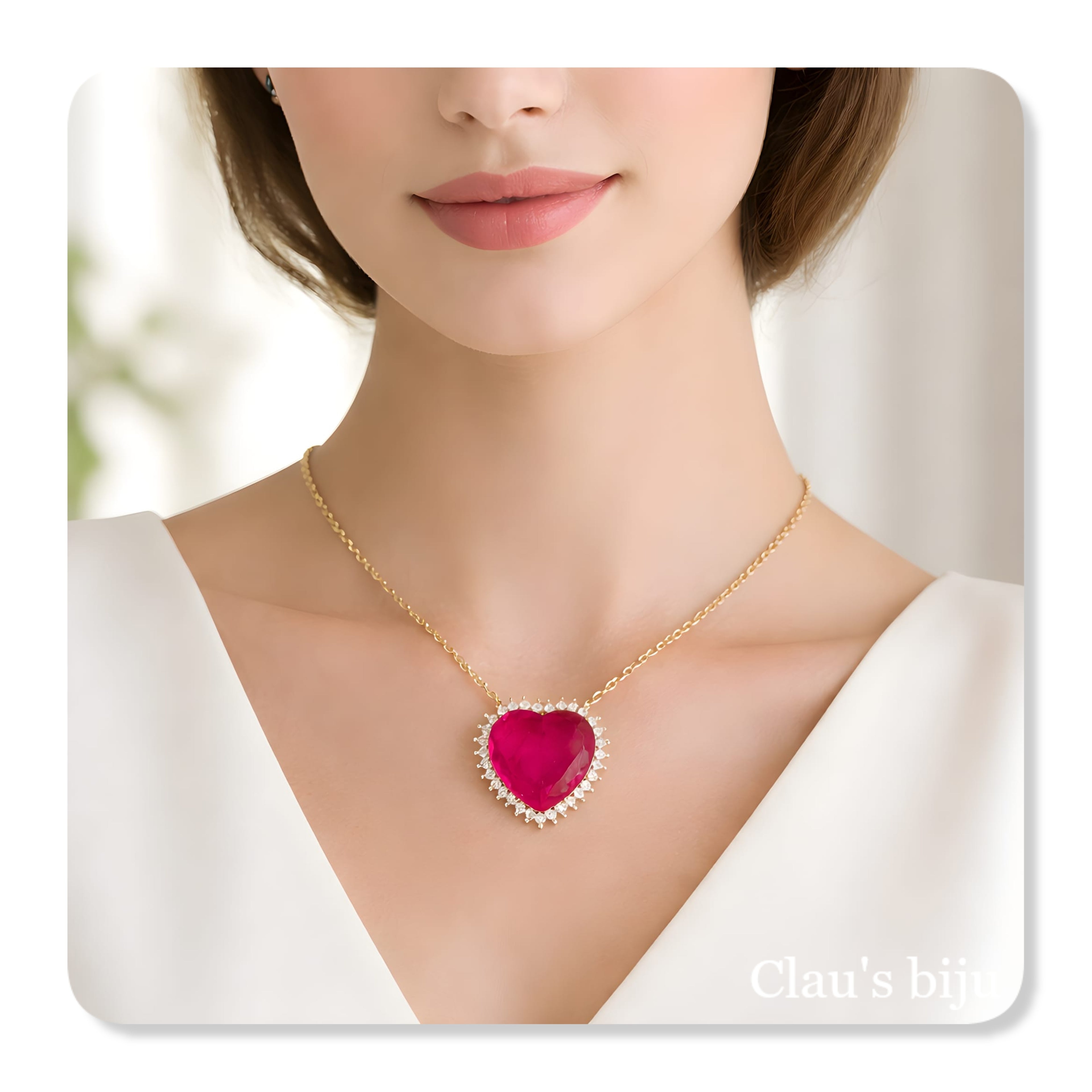 Fio em aço com pedra fushia