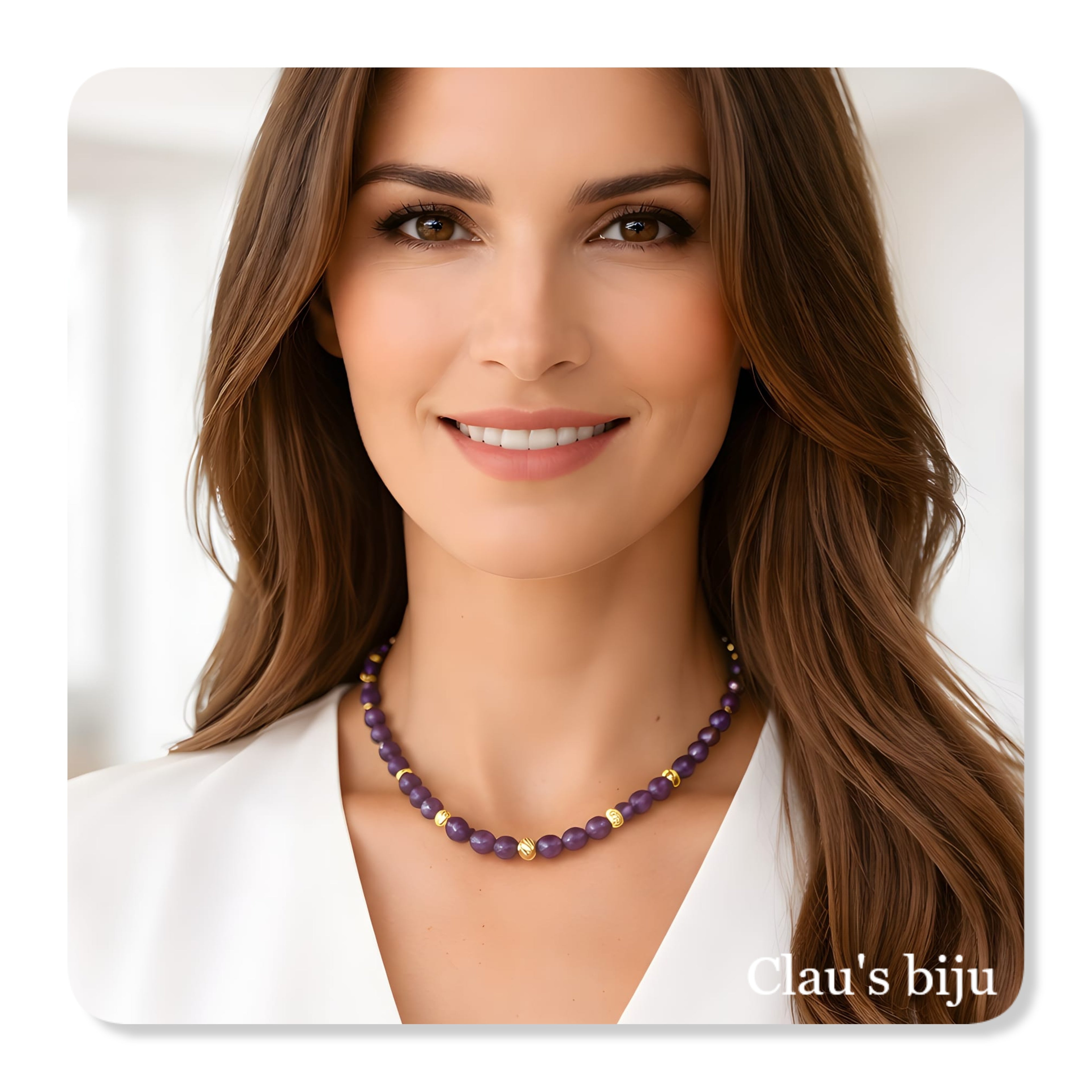 Collier orné de pierres d'améthyste.