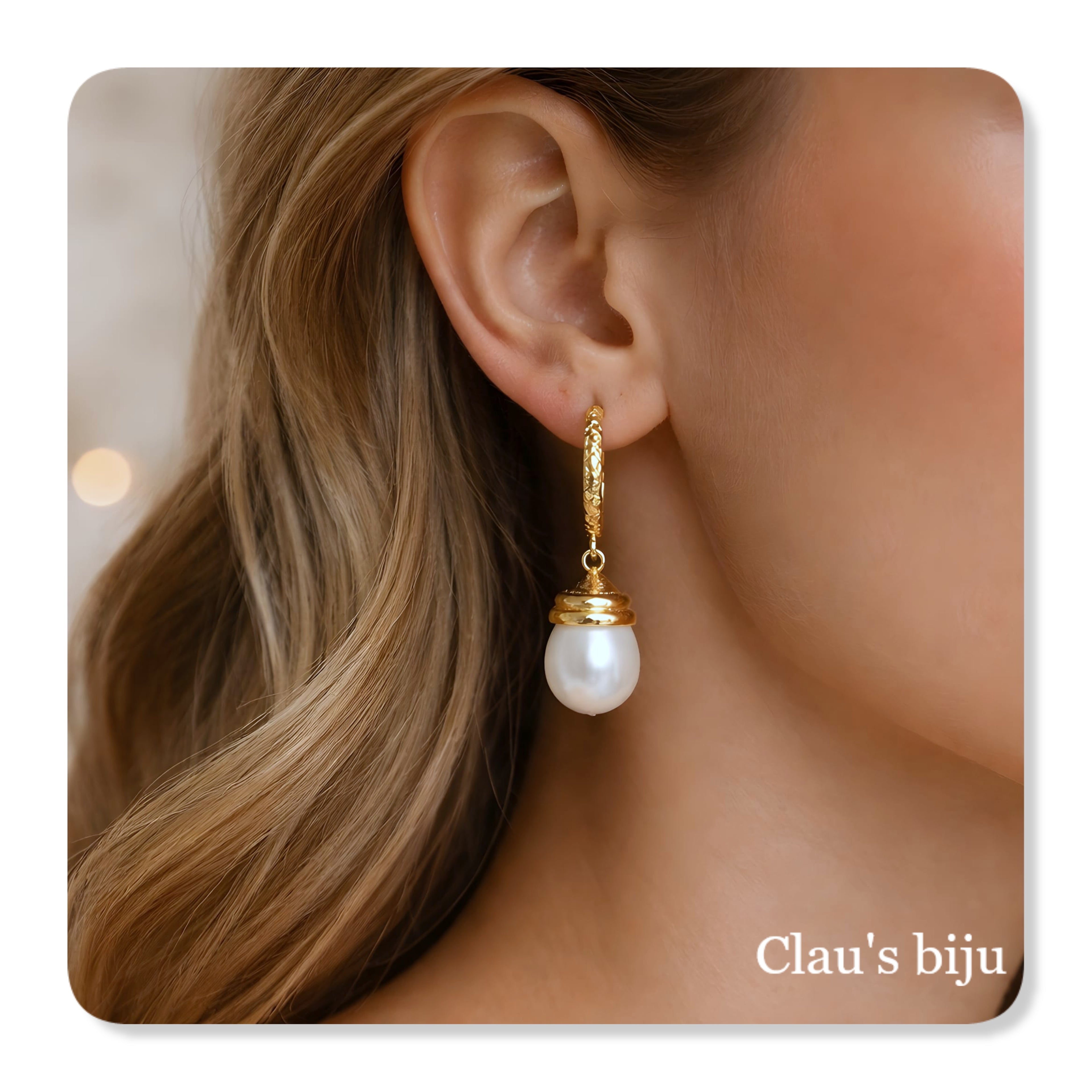 Boucles d'oreilles plaquées or 18 carats.