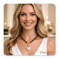 Necklace with tiger's eye stones and steel components.