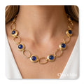 Colar com cristais spinelli, banhado a ouro de 18 quilates