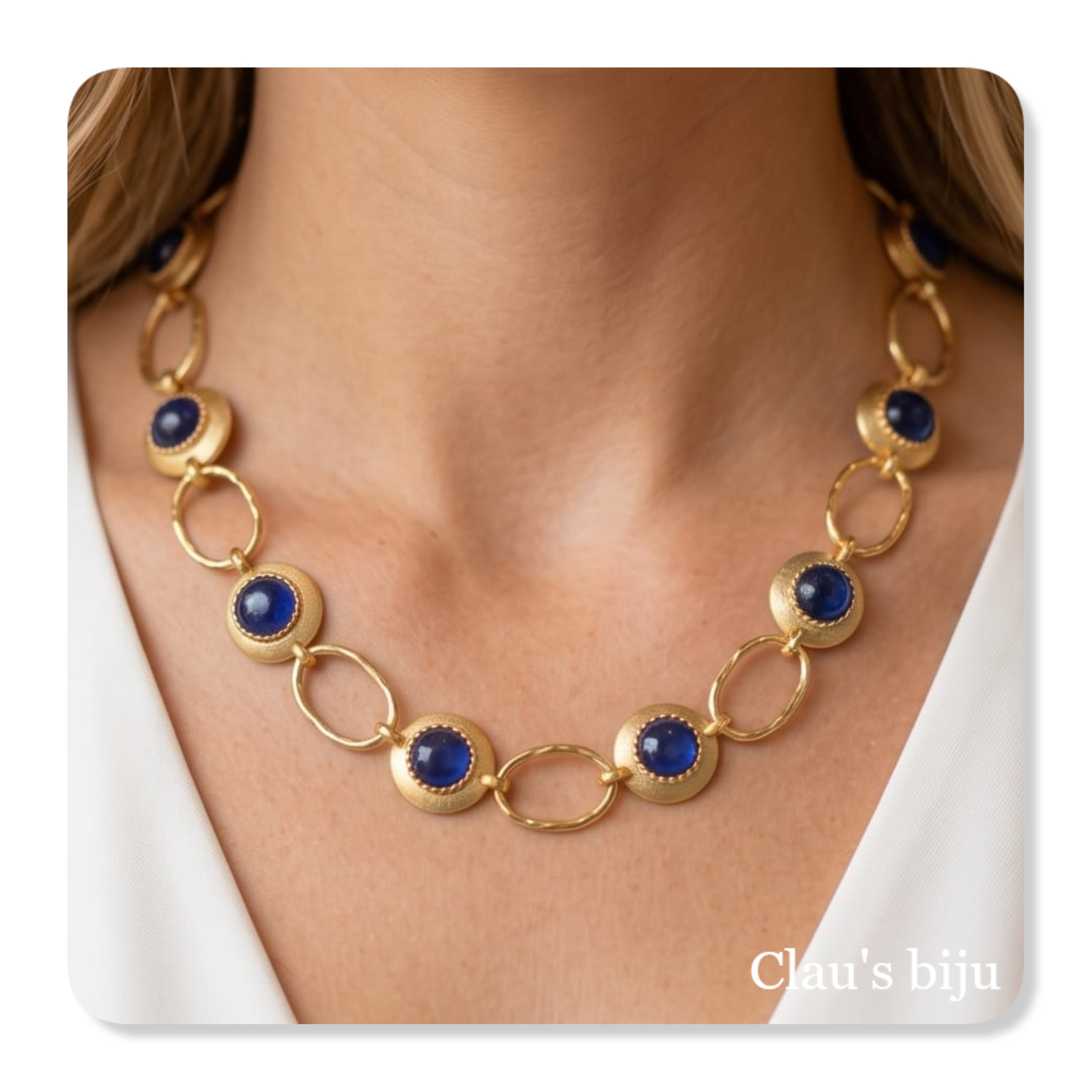 Colar com cristais spinelli, banhado a ouro de 18 quilates