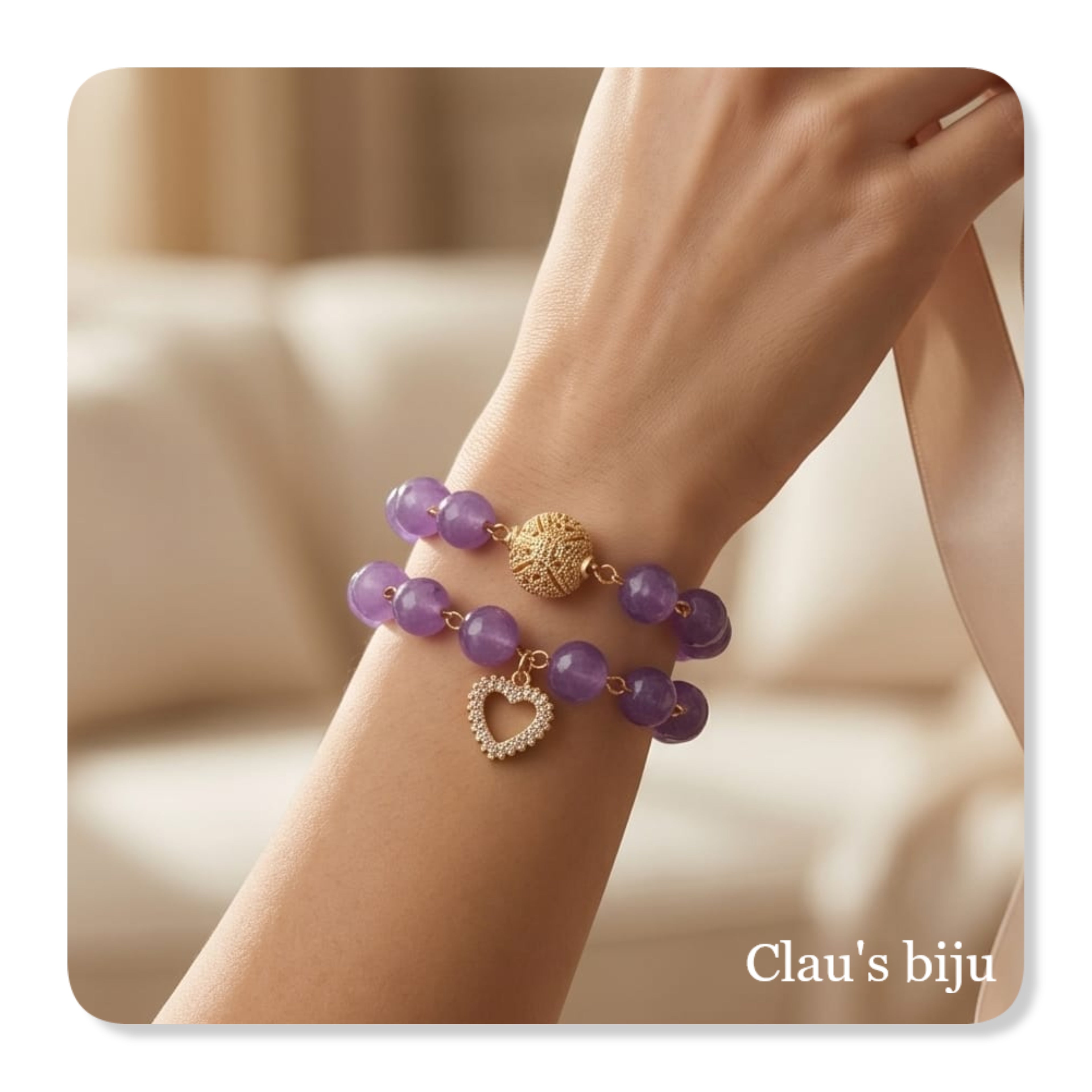 Pulseiras com pedras lilás