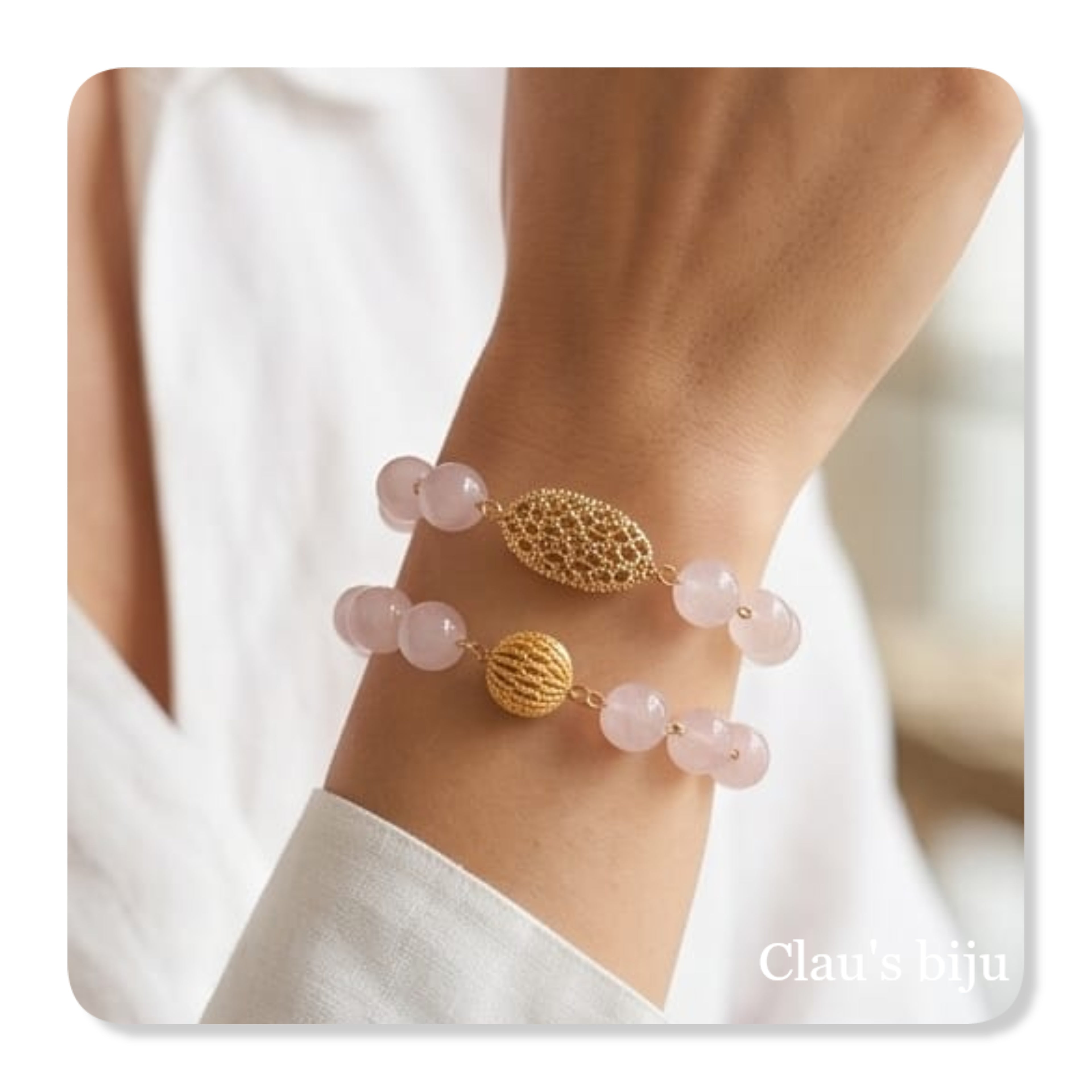 Pulseiras com pedra quartzo rosa