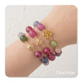 pulseiras com pedras turmalina com peças banhadas a ouro